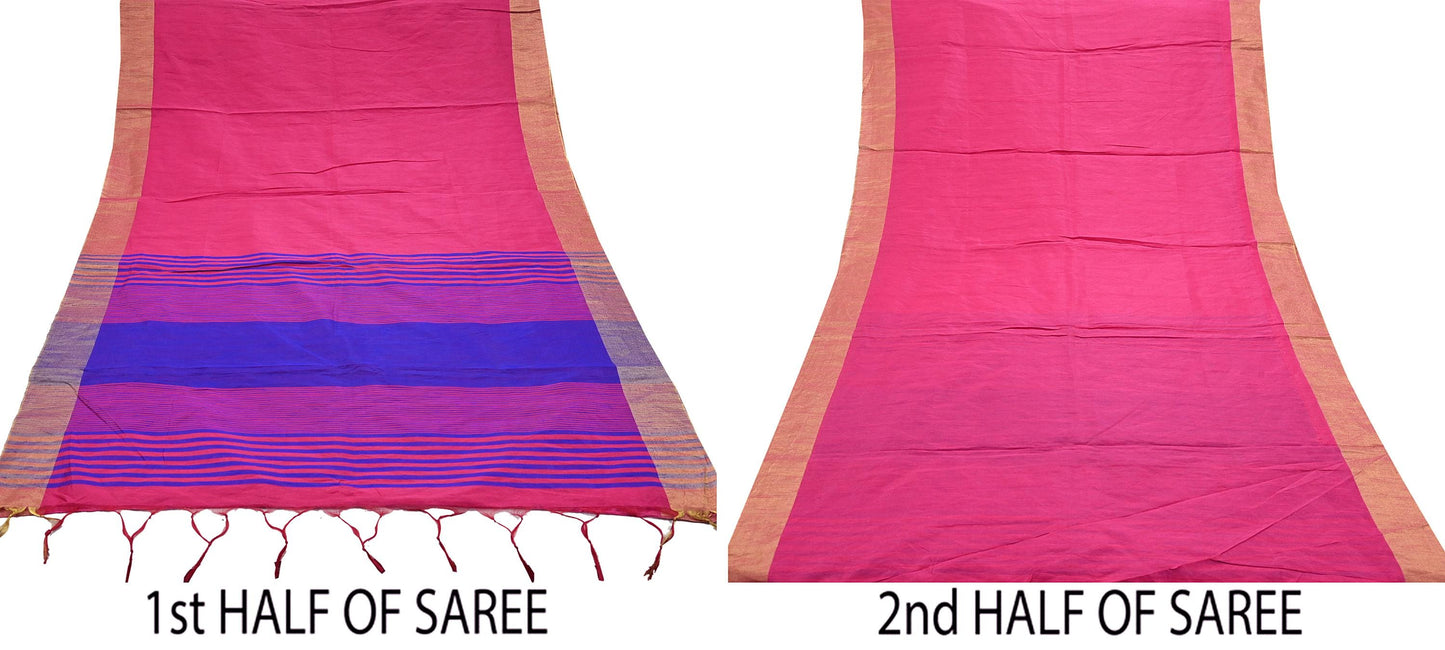 Indian Vintage Sarees Artificial Silk Embroidered Sari Craft Fabric 6Yd Sewing Stripes Dress making Crafting Quilting Upcycle Fringes
