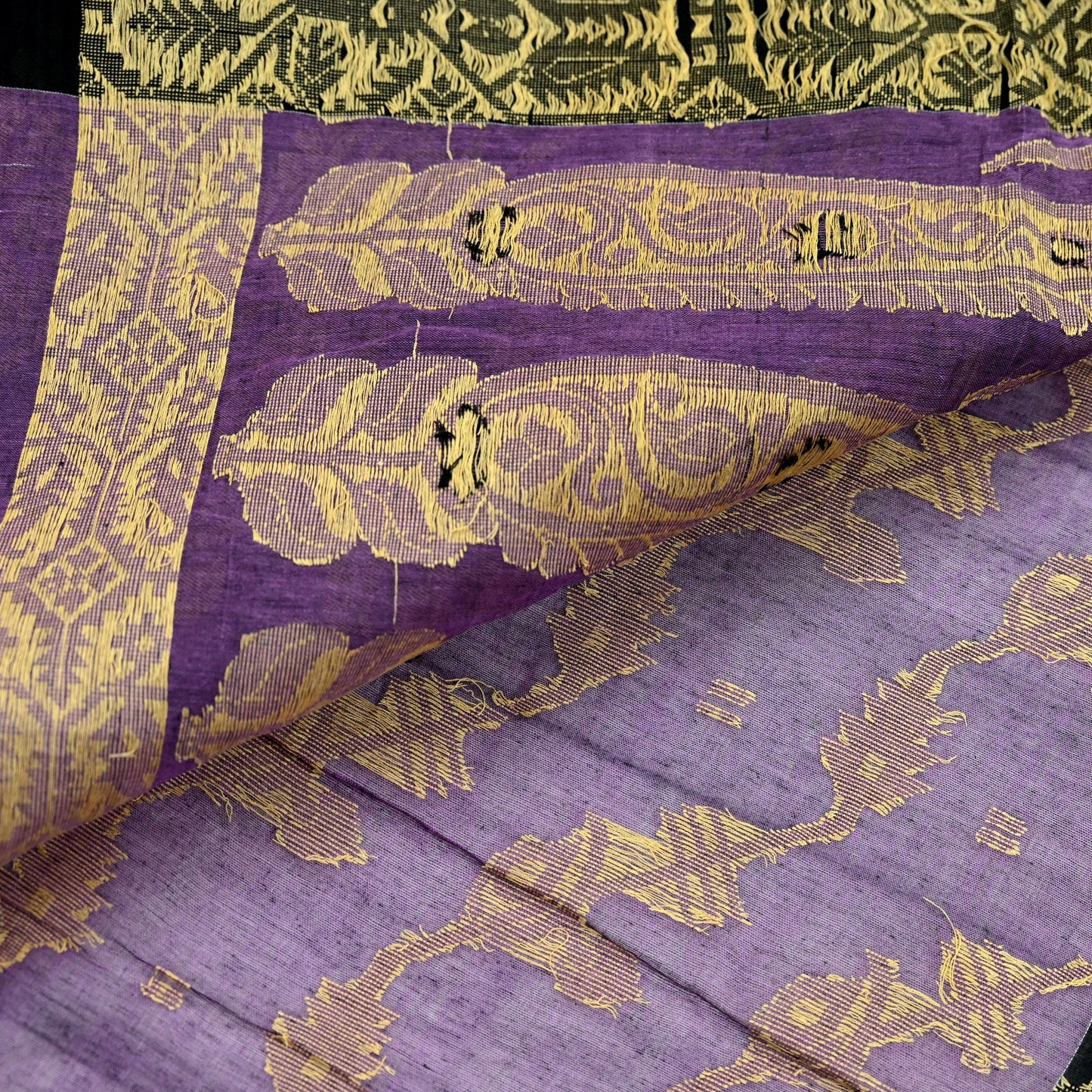 Indian Vintage Sari Purple Pure Cotton Hand Woven Sarees Craft Fabric 5yd Ethnic Crafting Quilting Dress Making Quilting With Blouse Fabric