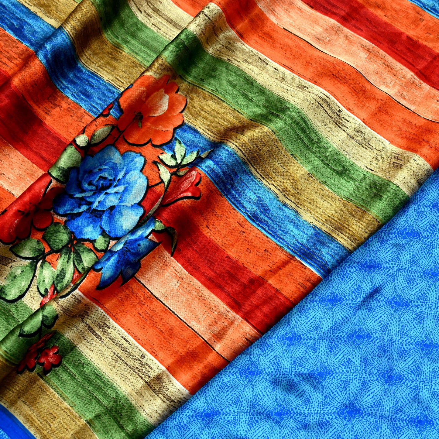 Indian Vintage Saree Multi Satin Printed Sari 5yd Sewing Floral Soft Craft Fabric Dressmaking For Crafting Quilting Upcycle
