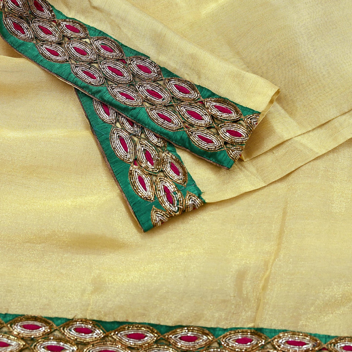 Indian Vintage Heavy Golden Dupatta Tissue Silk Long Stole Hand Embroidered Designer By Sabyasachi Veil Scarves Wedding/Bridal Wear