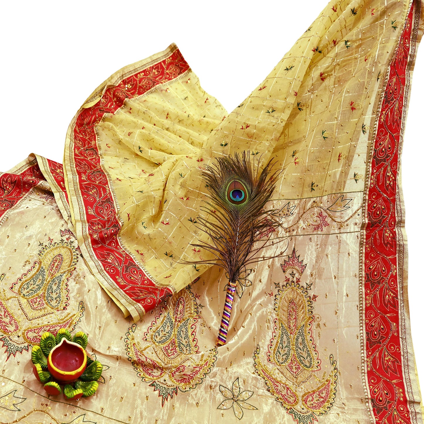 Indian Vintage Sari Yellow Hand Embroidered Saree Pure Organza Silk Craft Fabric 5Yd Ethnic Dress Making Crafting Quilting Zardozi