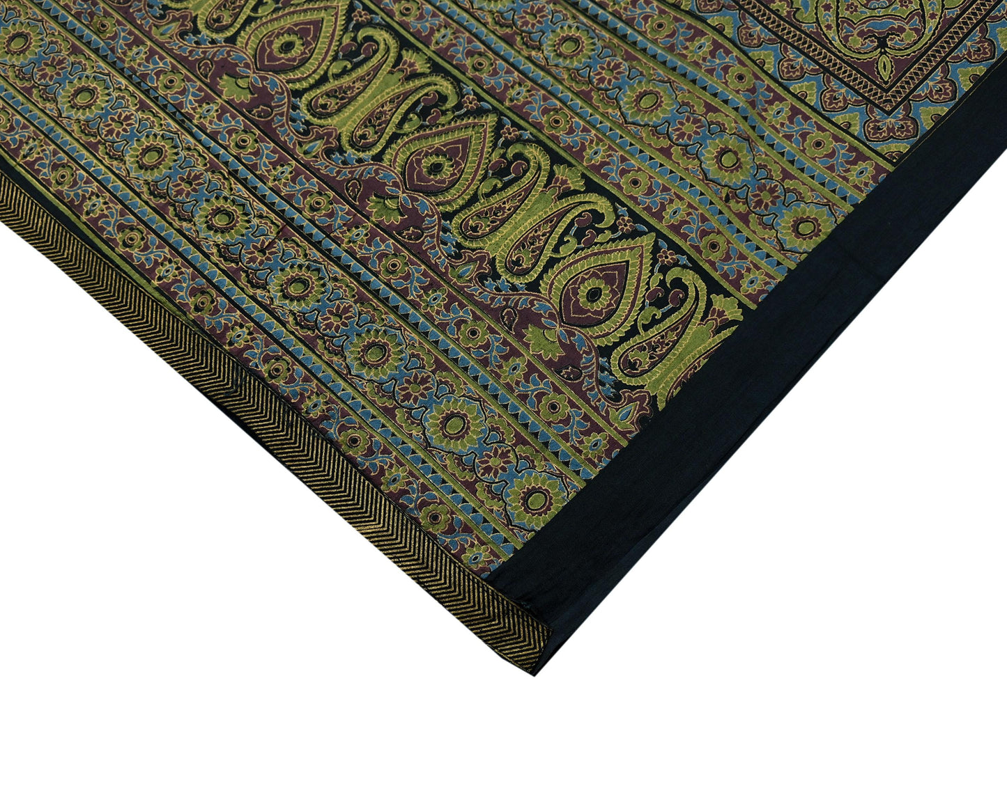 Indian Vintage Black Dupatta Long Stole ajrakh hand block print Pure Cotton Scarves Scarf Veil Wrap Boho Soft Paisley