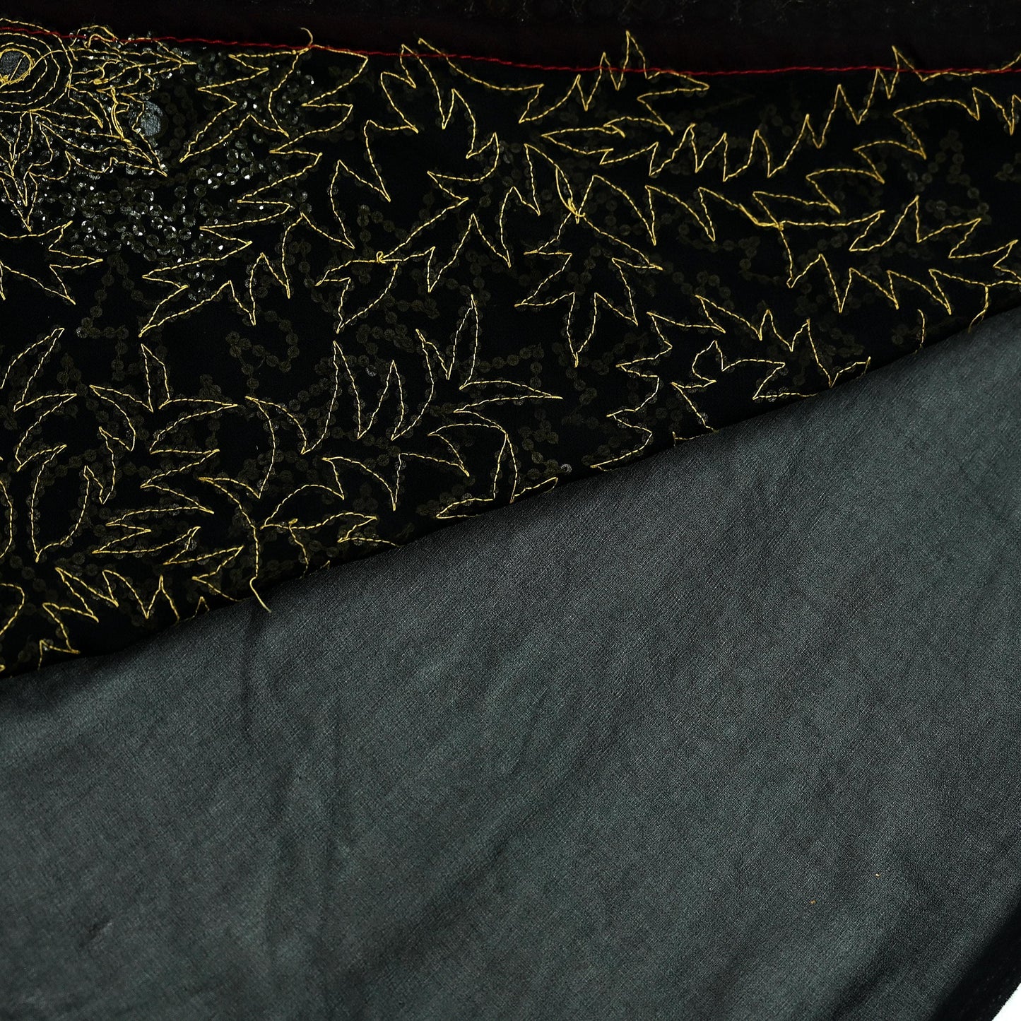 Indian Vintage Heavy Sari Black Pure Georgette Silk Hand Beaded Sarees Fabric 5Yd Sewing Soft Ethnic Glass Beaded Dress Making Silk sarees