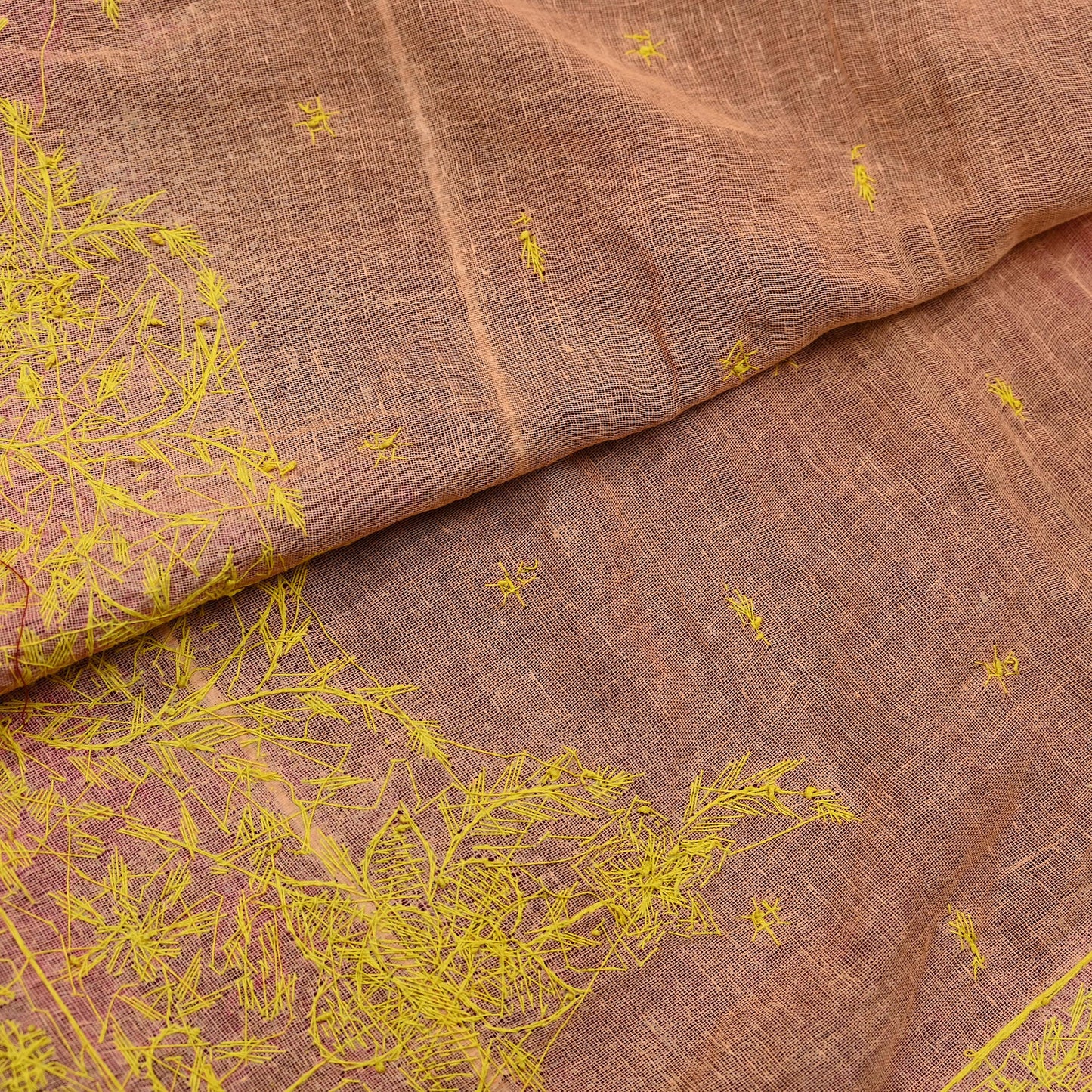 Indian Vintage Heavy Wedding Peach & Maroon Dupatta Pure Satin Silk Long Stole Hand Embroidered Scarves Golden Zardozi Veil