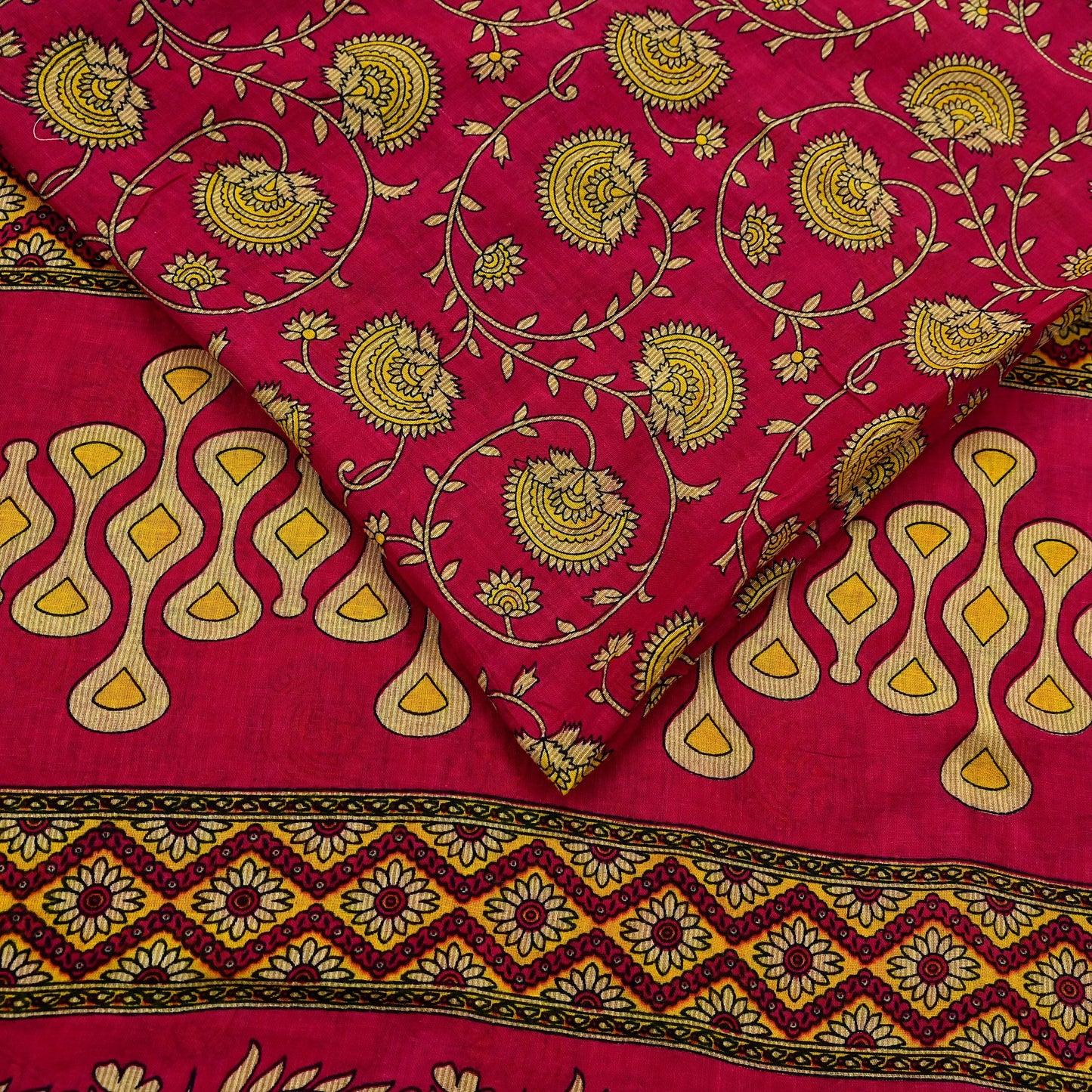 Indian Vintage Pink Saree Printed 100% Pure Cotton Sari Craft Fabric 5Yd Sewing Sarong Wrap Floral Dress making Quilting Crafting