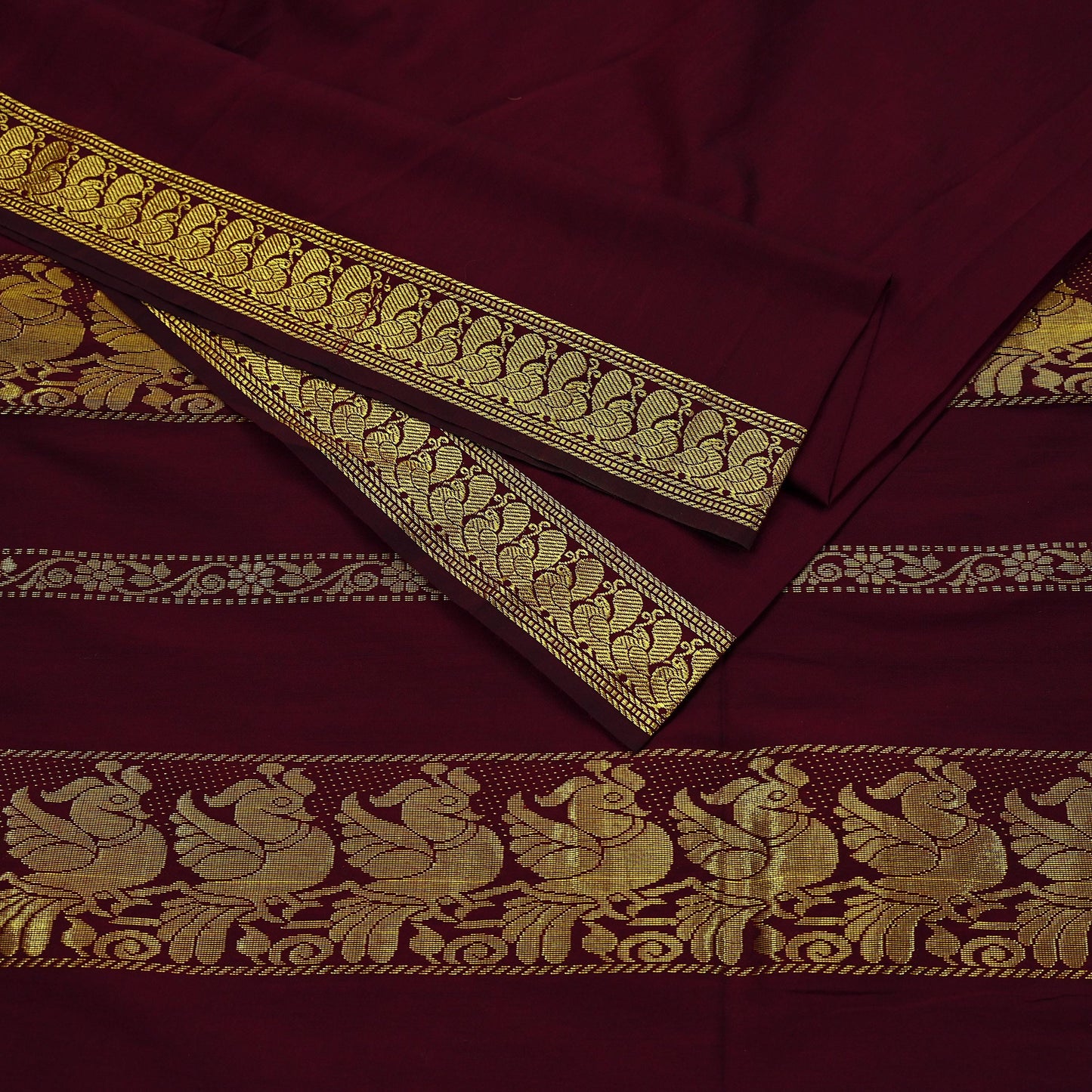 Indian Vintage Heavy Sari Maroon Hand Woven Kanjivaram Sarees Fabric 6Yd Ethnic Zari Dress making Crafting Bollywood sari