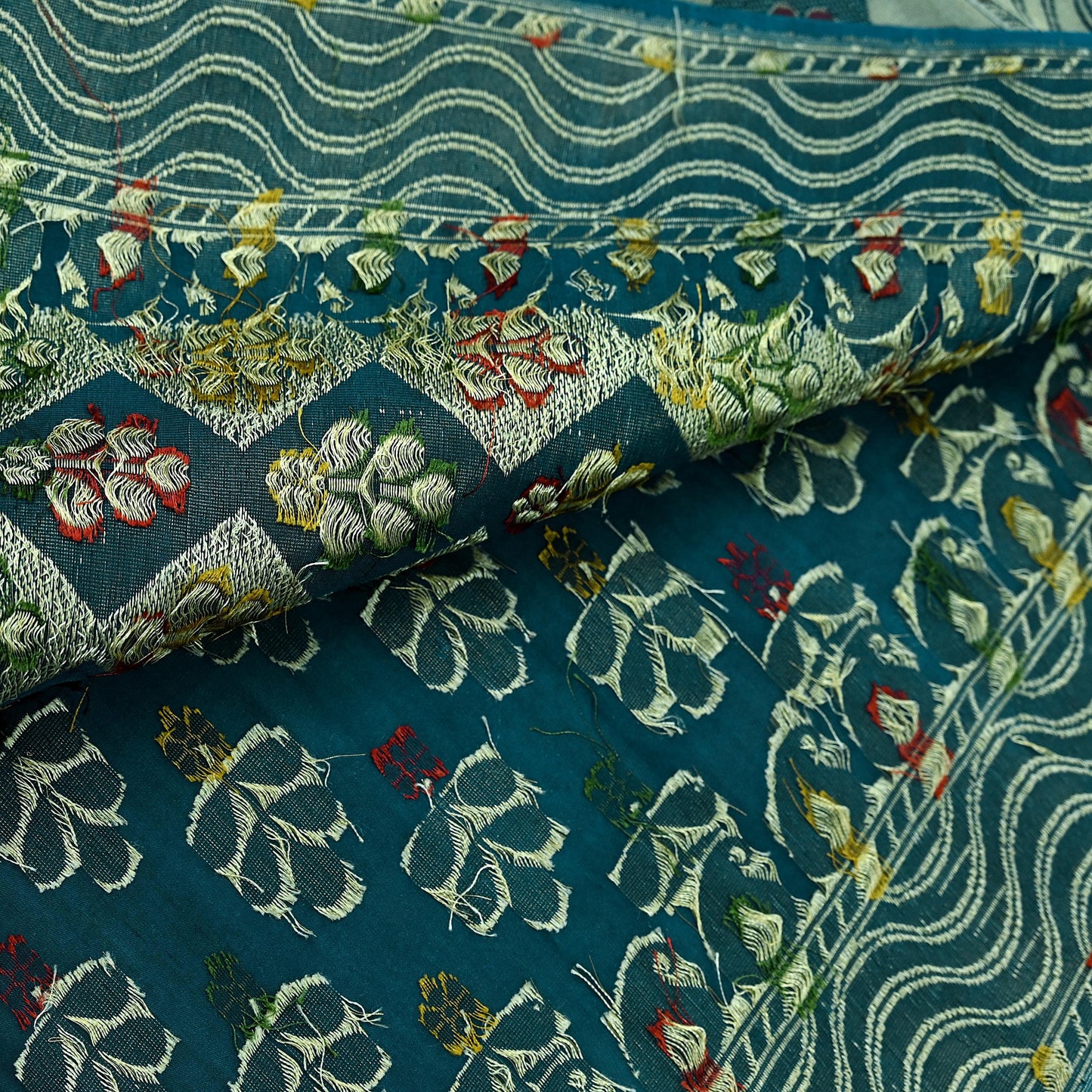 Indian Vintage Heavy Blue Saree Pure Silk Hand Woven Sari Craft Fabric 5Yd Sewing Soft Ethnic Dress Making Wedding Sari Zari
