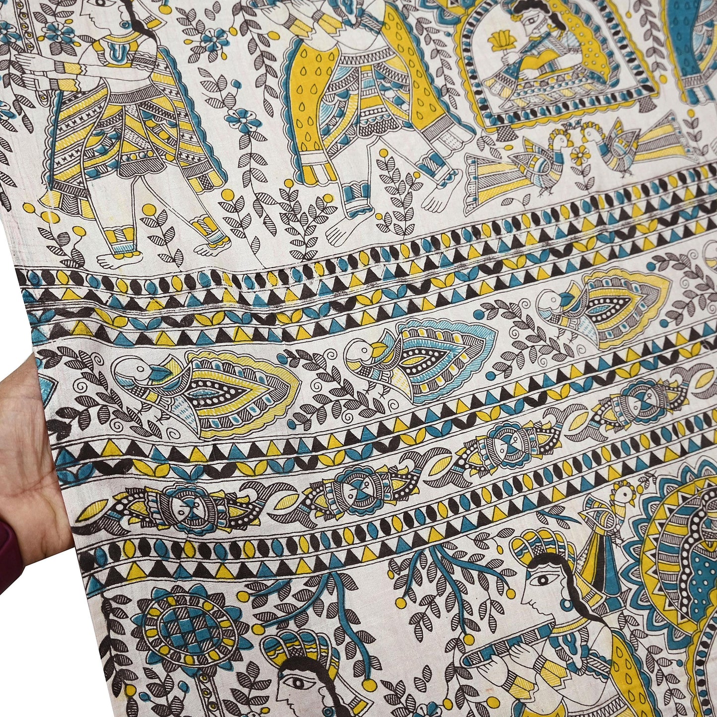 Indian Vintage Cream Dupatta Long Stole Digital Printed Hijab Scarves Veil Soft Wrap Boho