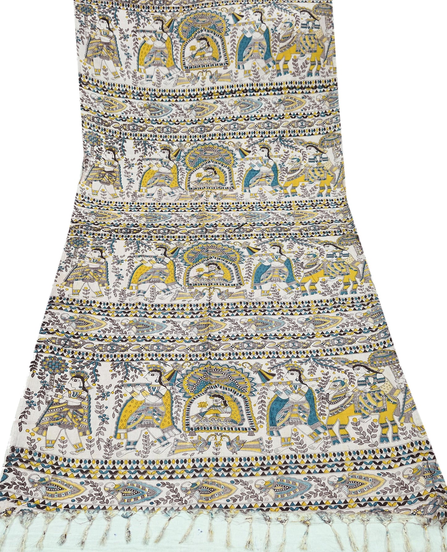 Indian Vintage Cream Dupatta Long Stole Digital Printed Hijab Scarves Veil Soft Wrap Boho