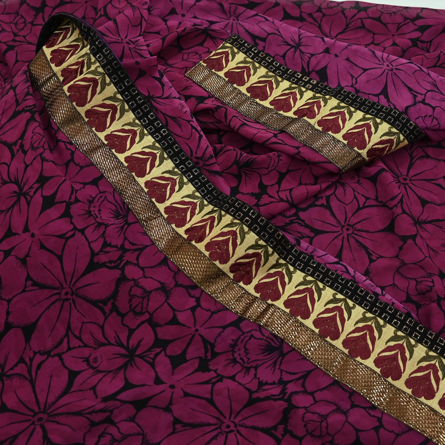 Women Vintage Sari 100% Pure Georgette Silk Printed Saree Craft Fabric Sewing 5Yd Soft Sari Dress Making Upcycle Quilting Crafting