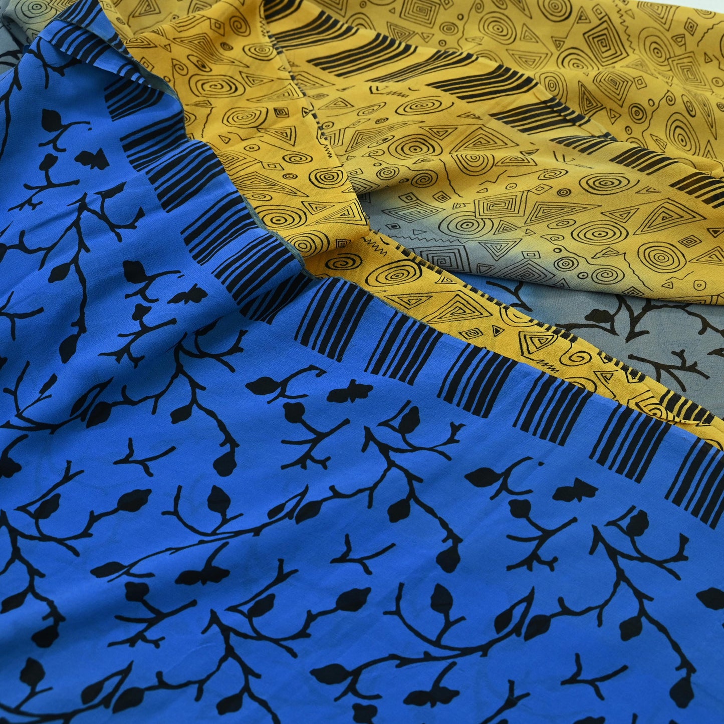 Women Vintage Sari Pure Georgette Silk Printed Saree Craft Fabric Sewing 5Yd Soft Light Dress Making Abstract Crafting Quilting