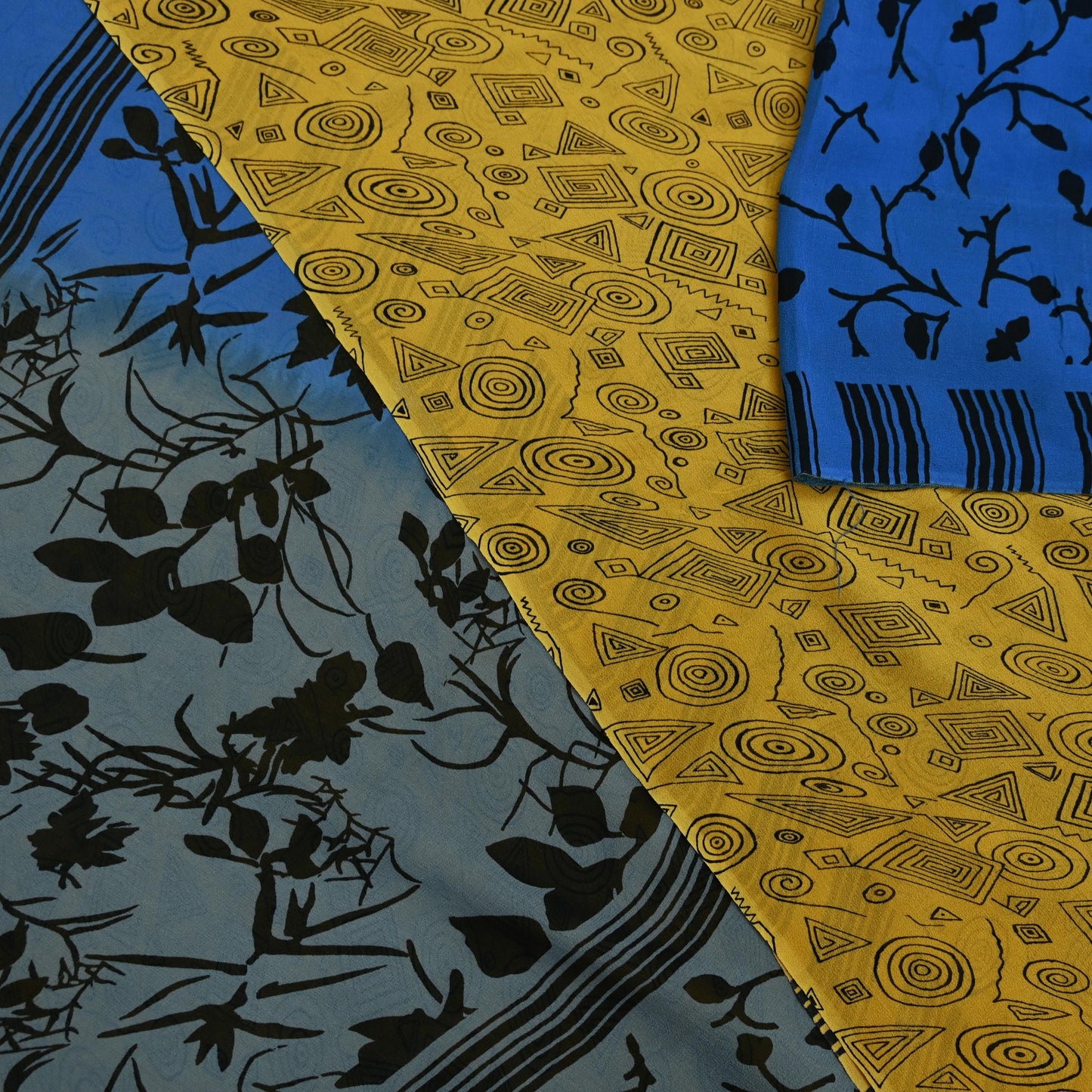 Women Vintage Sari Pure Georgette Silk Printed Saree Craft Fabric Sewing 5Yd Soft Light Dress Making Abstract Crafting Quilting