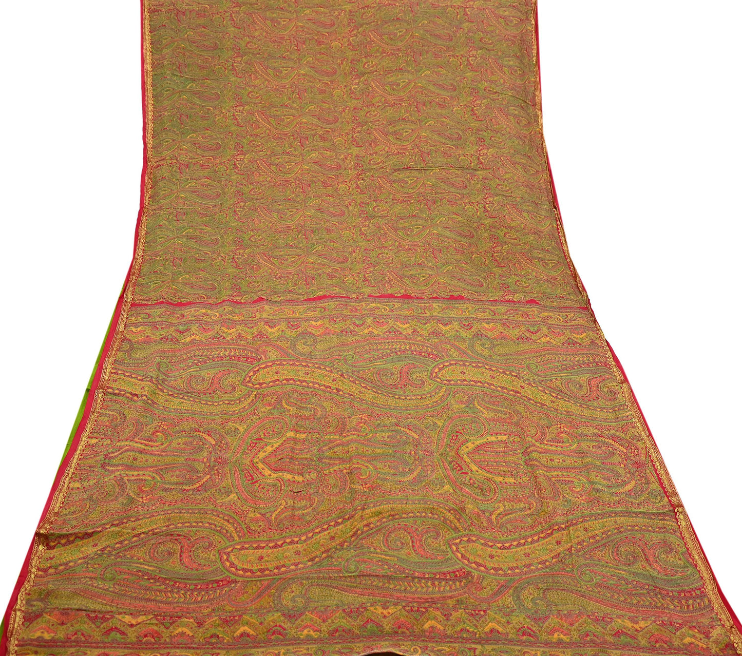 Indian Vintage Red Saree 100% Pure Silk Printed Sari Craft Fabric 6yd Sewing Zari DressMaking Soft Wrap Crafting Quilting Upcycle