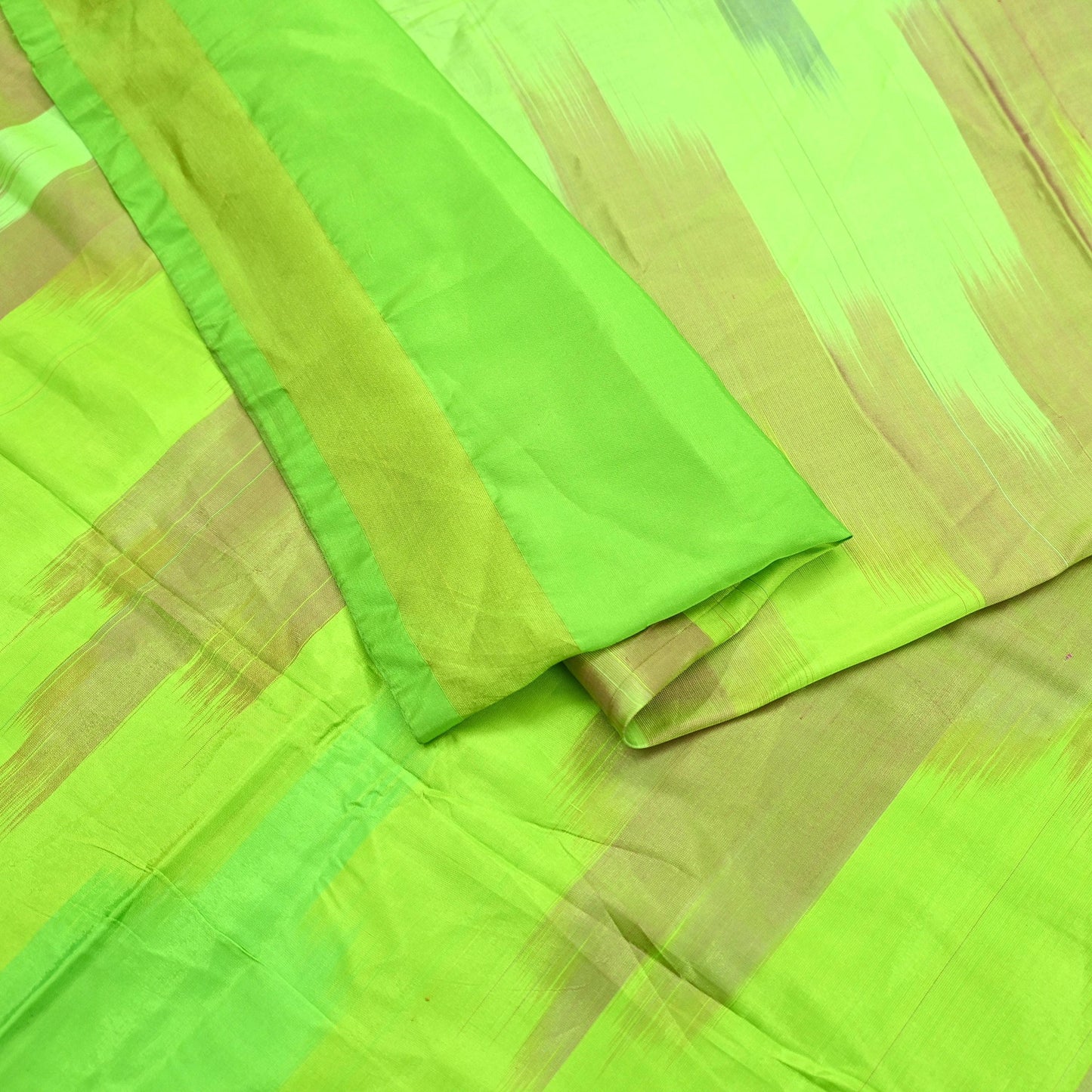 Indian Vintage Sari Nion Green Artificial Silk Hand Woven Sarees 6yd Ethnic Craft Fabric Sewing Dress making Crafting Crafting Quilting