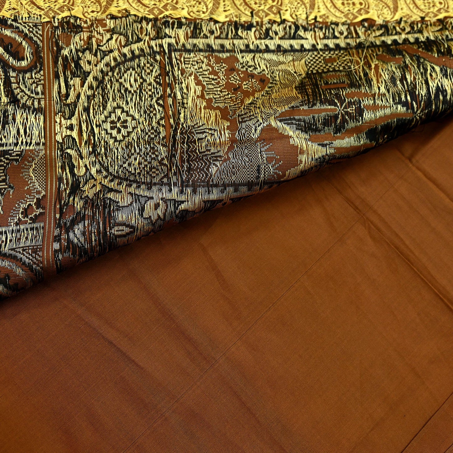 Indian Vintage Sari Rusty Artificial Silk Hand Woven Saree Craft Fabric 6yd Sewing Dress Making Soft Floral Ethnic For Crafting Quilting
