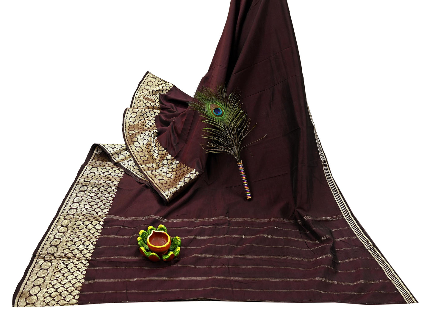 Indian Vintage Sari Maroon Mysore Silk Woven Sarees Craft Fabric 5Yd Ethnic South silk Dress Making Crafting Upcycle Quilting Zari Border