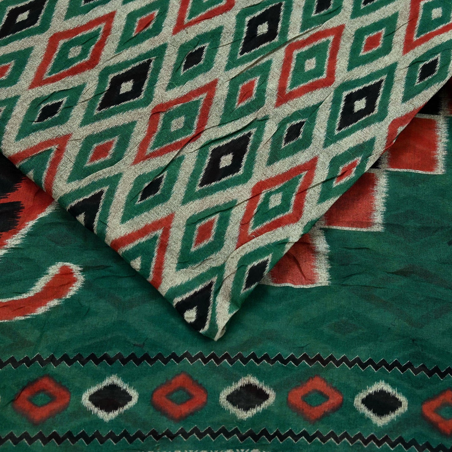 Indian Vintage Green Saree Printed Pure Cotton Sari Craft Fabric 5Yd Soft Sewing Sarong Wrap Boho Floral Dress Making Quilting Crafting