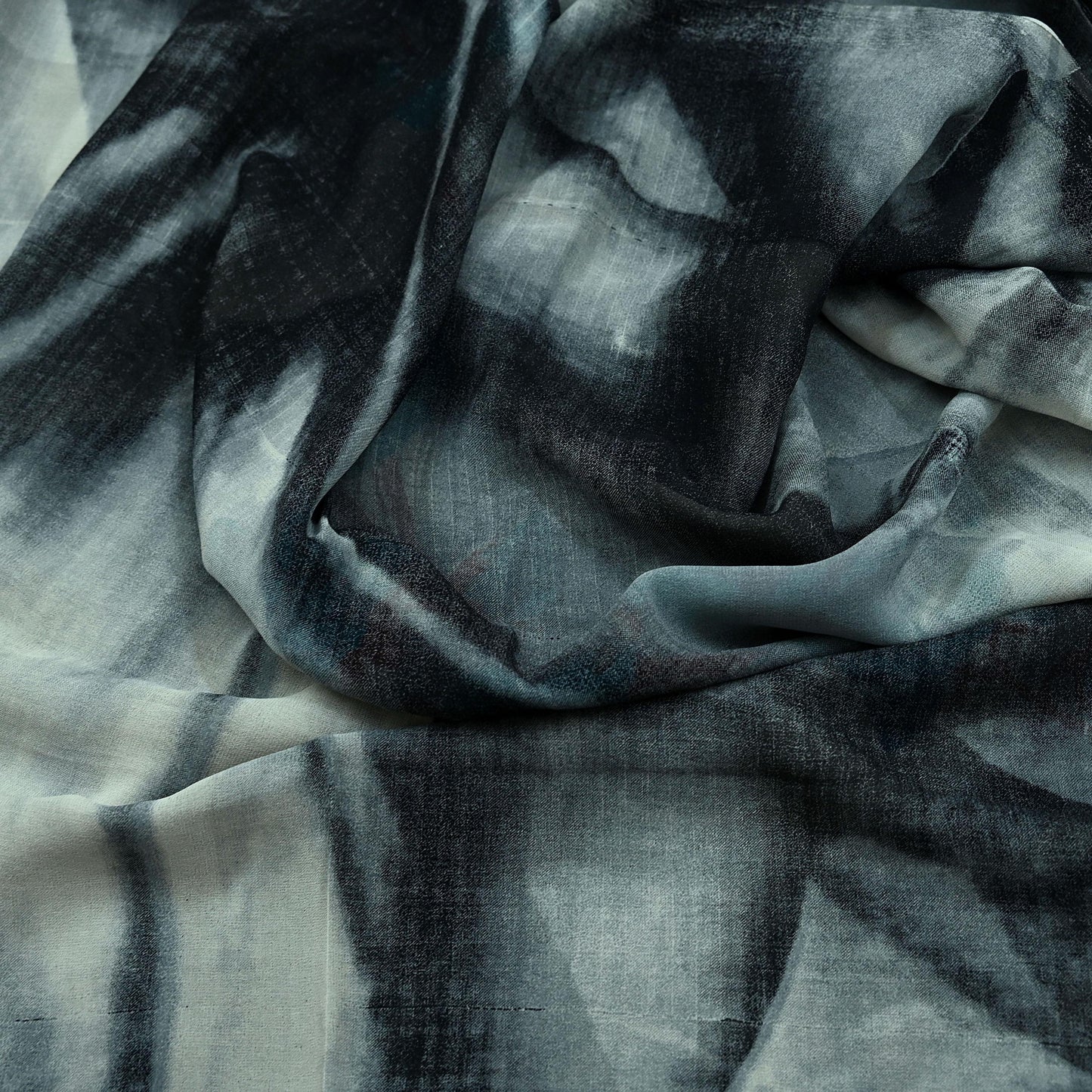 Women Indian Vintage Sari Gray & Black Pure Georgette Silk Printed Sarees Craft Fabric Sewing 5Yd Soft Dress Making Floral Quilting Crafting