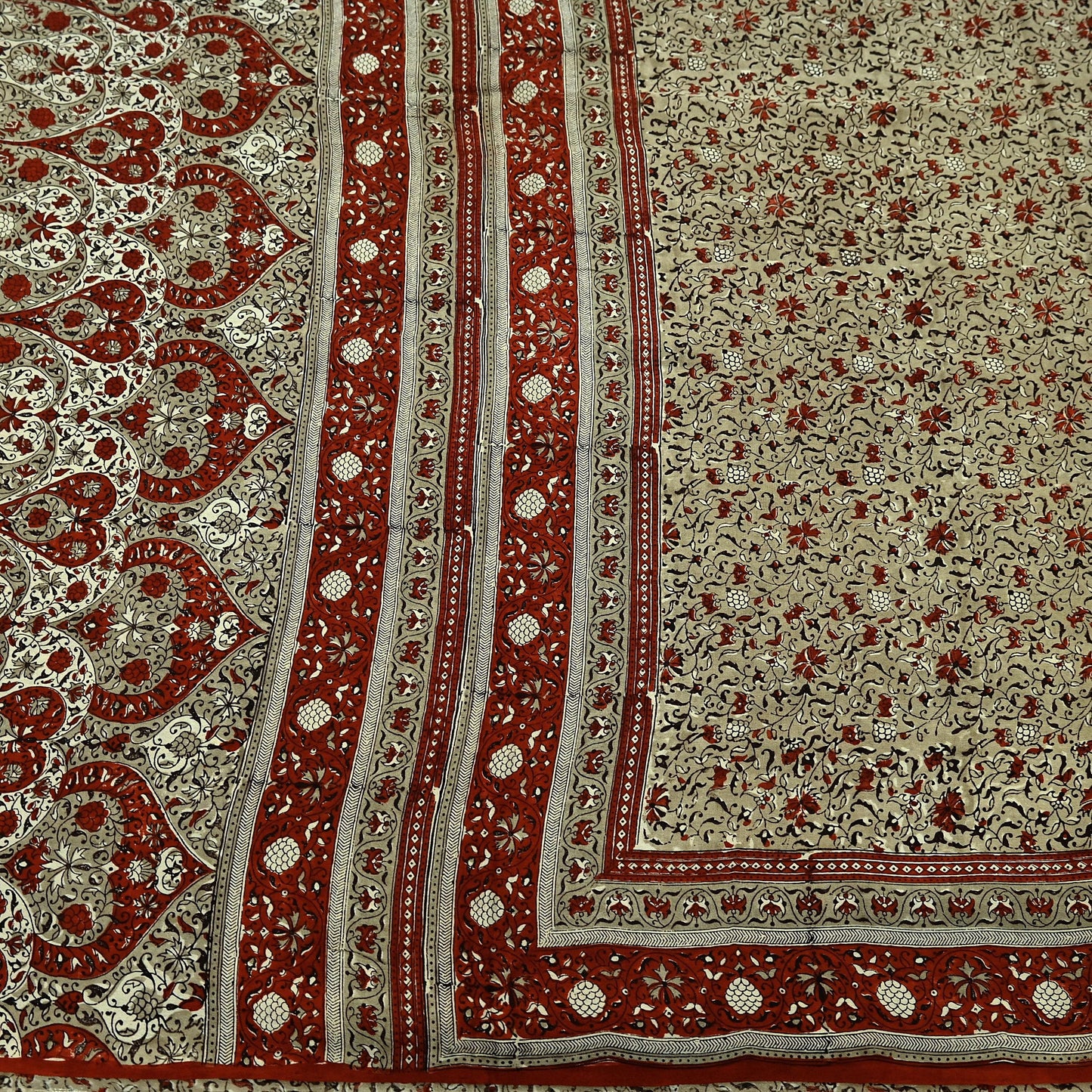 Indian Vintage Sari Beige 100% Pure Silk Block Printed Saree Craft Fabric 5yd Sewing DressMaking Soft Floral Dress making Crafting Quilting