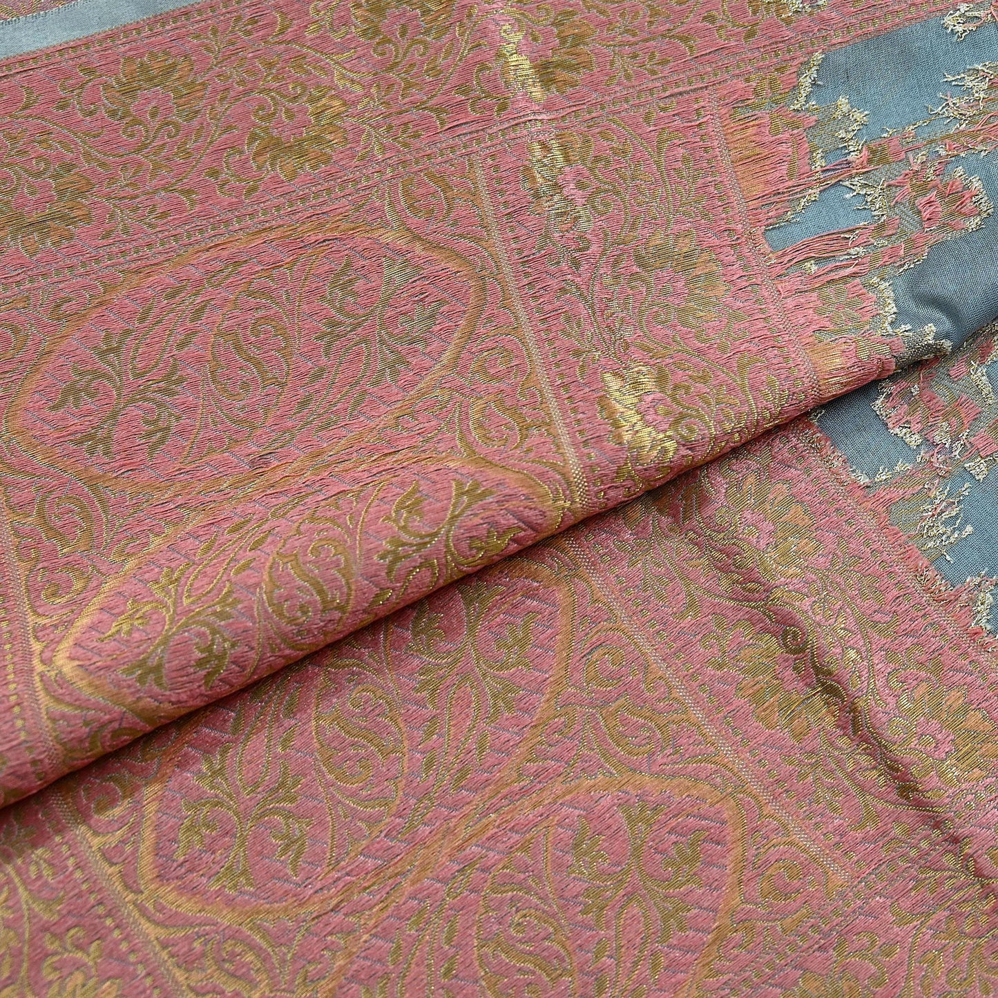 Indian Vintage Dupatta Gray Long Stole Artificial Silk Woven Brocade Scarves Veil Scarf Wrap Hippie Boho Soft Floral