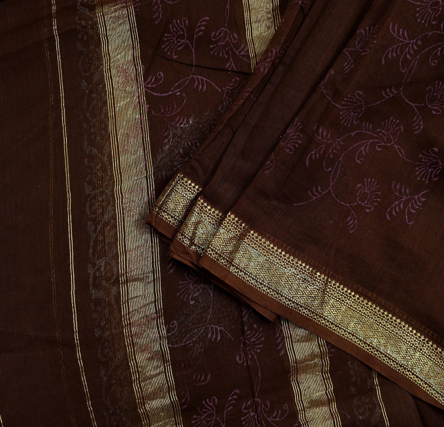 Indian Vintage Dupatta Brown Long Stole Hand Woven Pure Chanderi Silk Scarves Veil Zari Soft Fringes Scarf Wrap Boho