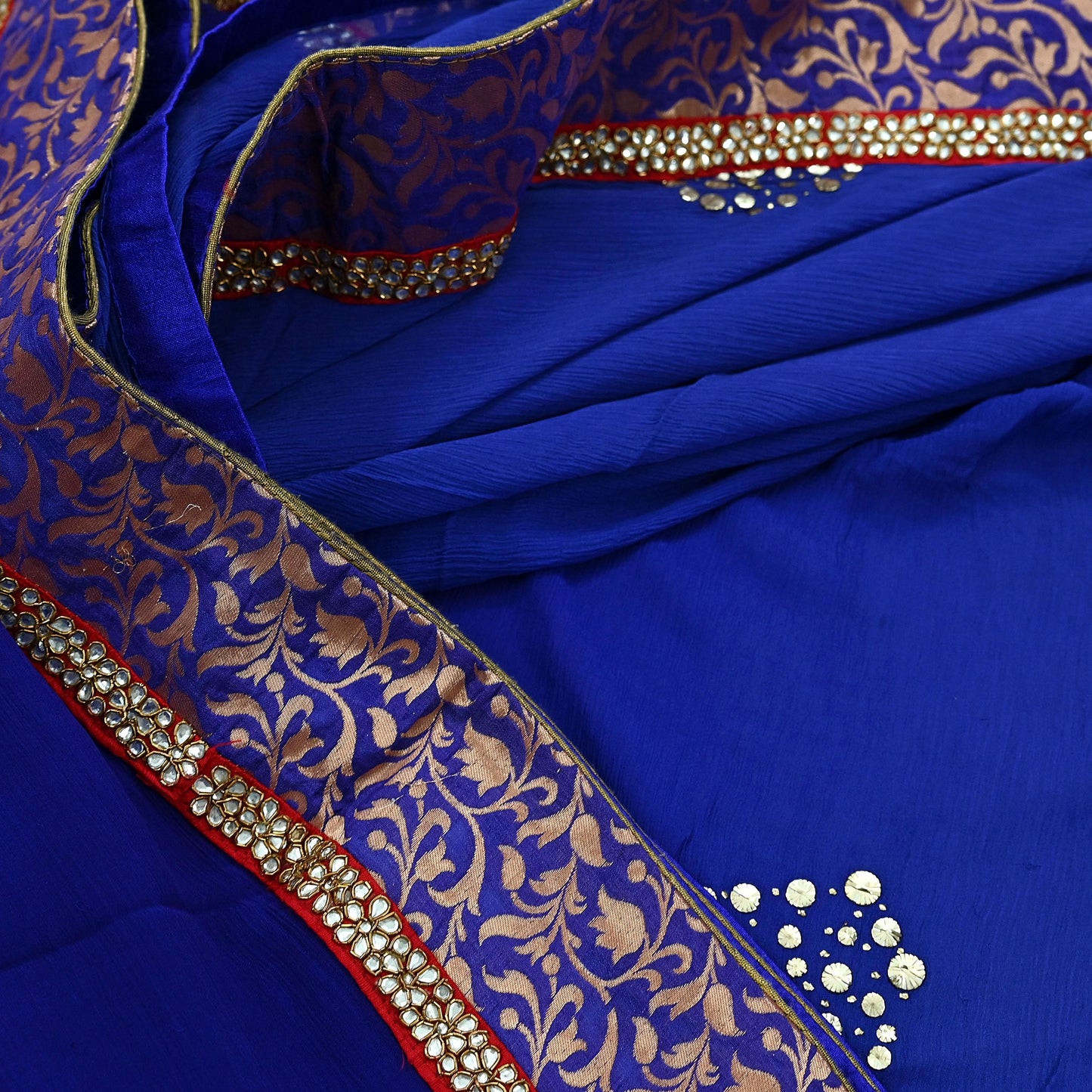 Indian Vintage Heavy Sarees Purple Pure Georgette Silk Hand Embroidered Sari Fabric 6Yd Sewing Ethnic Zardozi/dabka zari With Blouse Pcs