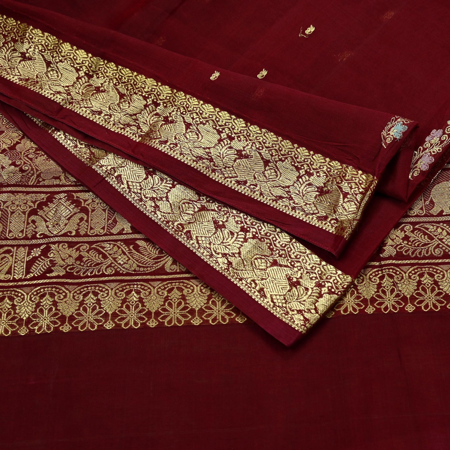 Indian Vintage Heavy Sari Maroon Kanjivaram Sarees 100% Pure Silk Zari 5Yd Floral Crafting Dress making For Crafting Quilting Upcycle