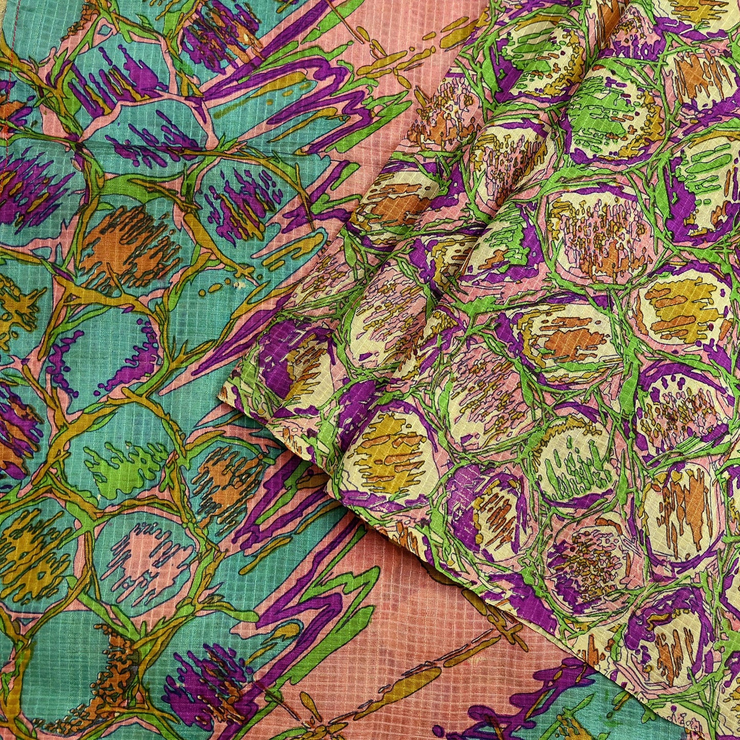 Indian Vintage Multi Saree 100% Pure Silk Printed Sari Craft Fabric 5yd Sewing Dress Making Soft Floral Crafting Quilting Upcycle