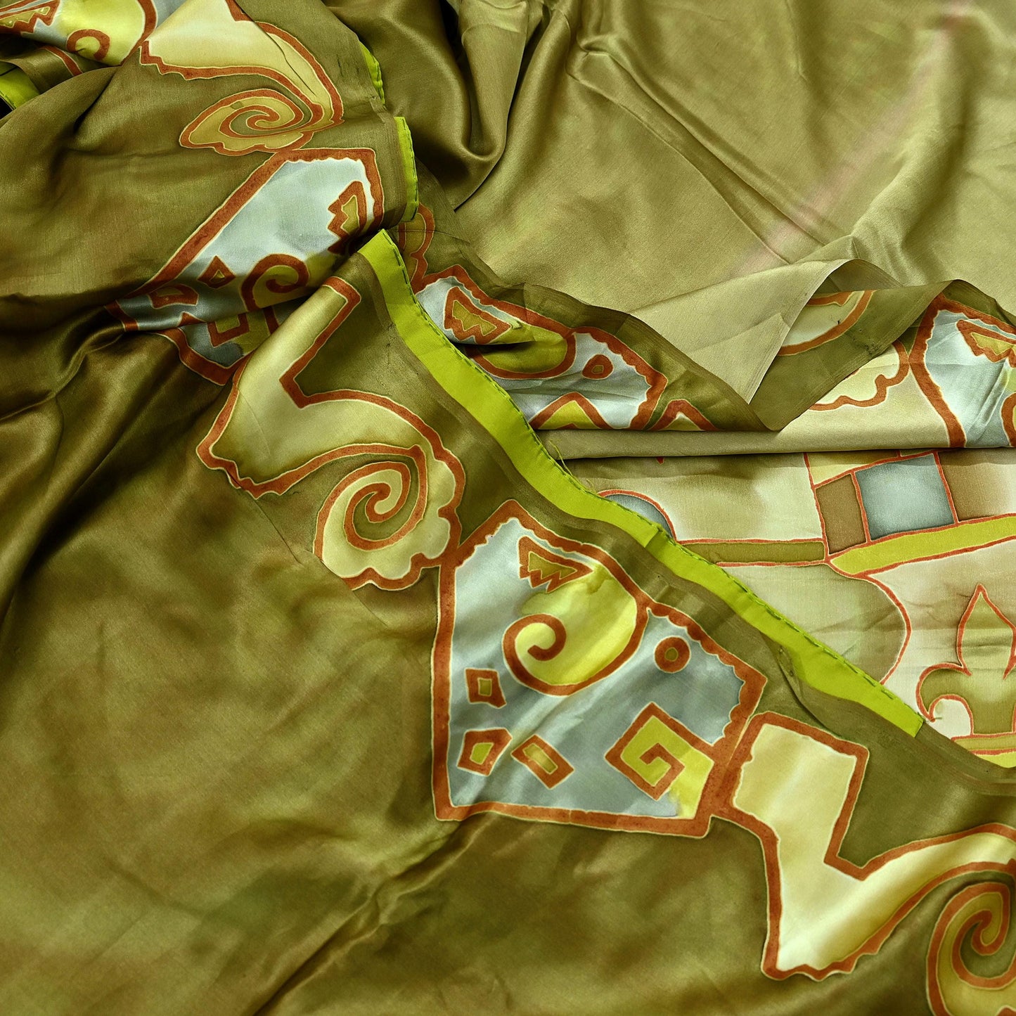 Indian Vintage Green Saree Pure Satin Silk Premium Printed Sari Craft Fabric 5yd Sewing Abstract Soft Dress Making For Crafting Quilting
