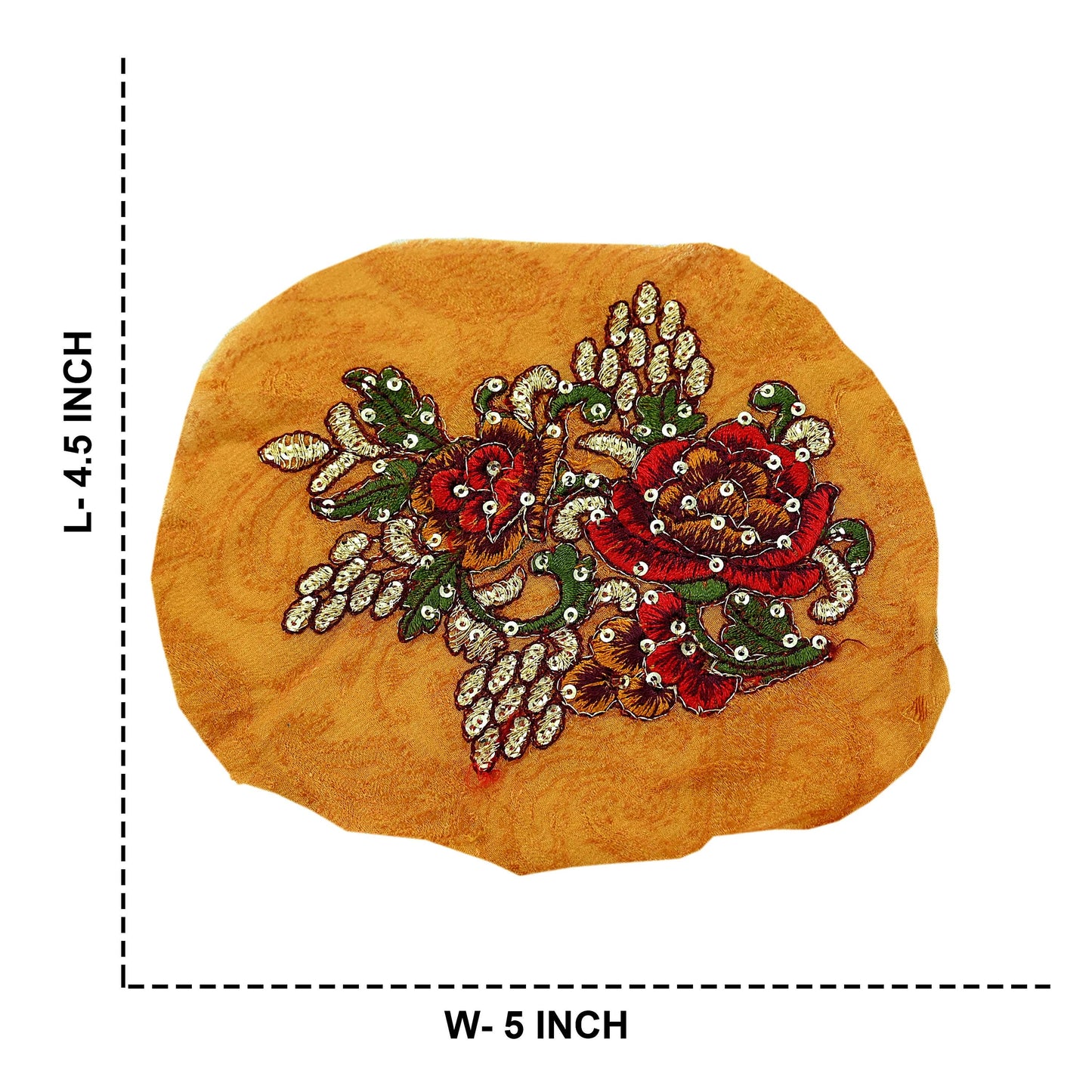 Indian Vintage 3 Pcs Rare Appliques Saffron Pure silk Applique VERY OLD ANTIQUE Vintage Embroidered Snippets Remnants Craft Journals