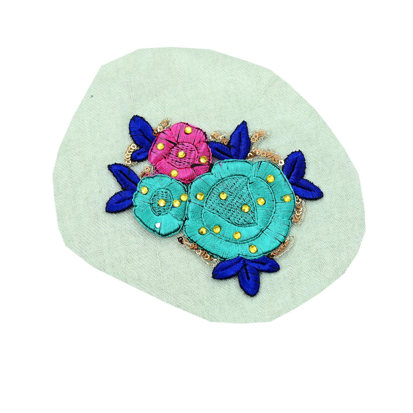 Indian Vintage 5 Pcs Rare Appliques Green Net Applique VERY OLD ANTIQUE Vintage Embroidered Snippets Remnants Craft Journals