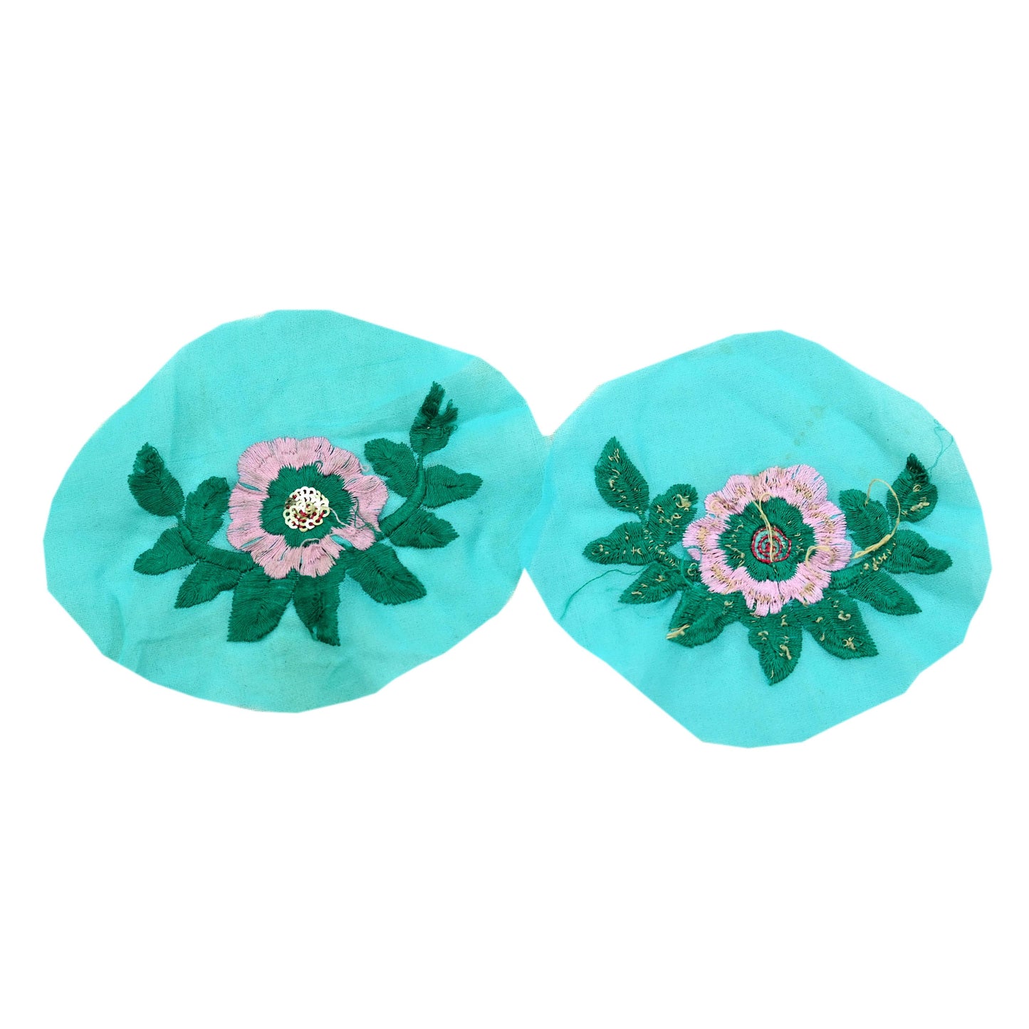 Indian Vintage 3 Pcs Rare Appliques Green Georgette Applique VERY OLD ANTIQUE Vintage Embroidered Snippets Remnants Craft Journals Peacock
