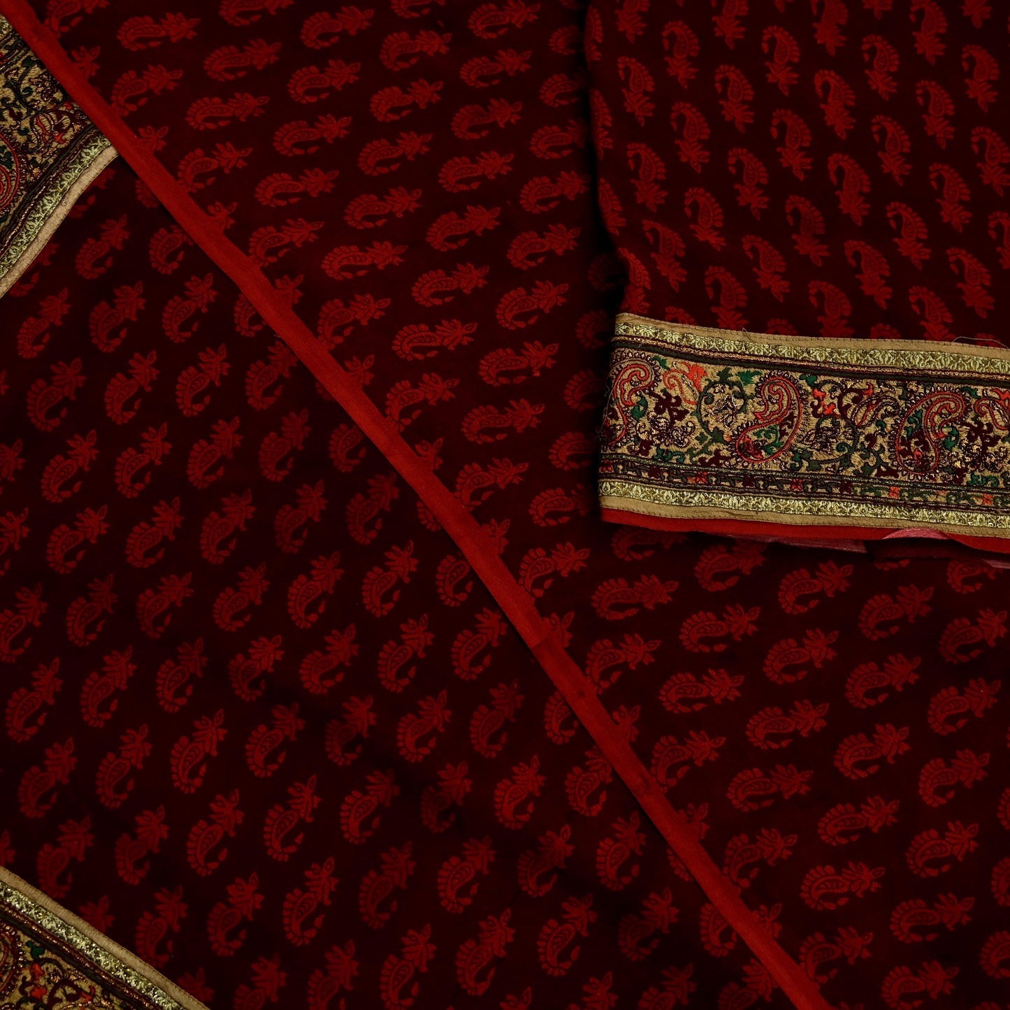 Indian Vintage Maroon Saree Pure Crepe Silk Printed Sari Craft Fabric 5yd Sewing Floral Soft Wrap Dress Making Crafting Quilting Upcycle