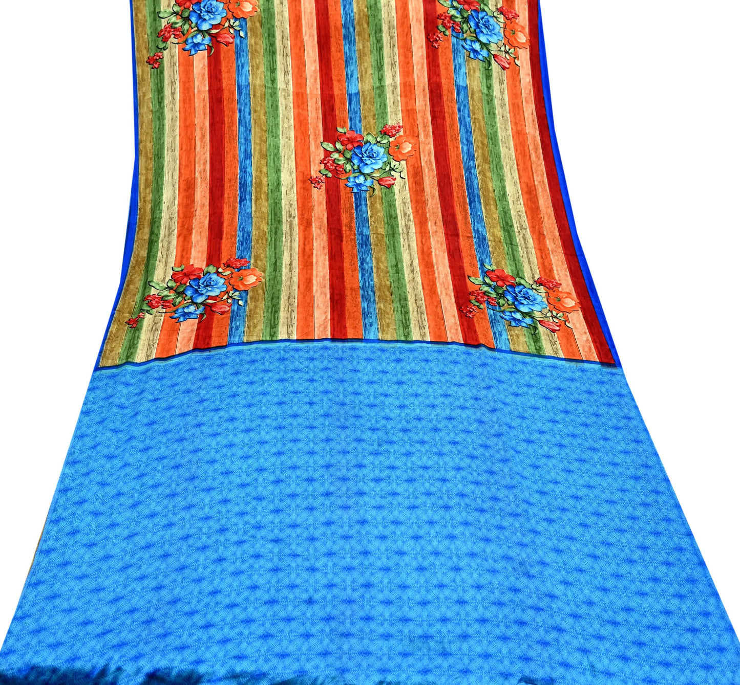 Indian Vintage Saree Multi Satin Printed Sari 5yd Sewing Floral Soft Craft Fabric Dressmaking For Crafting Quilting Upcycle