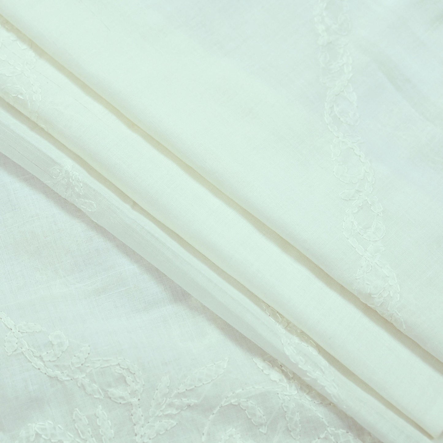 Indian Vintage White Dupatta Long Stole Pure Cotton Hand Embroidered Kantha Scarves Veil Scarf Wrap