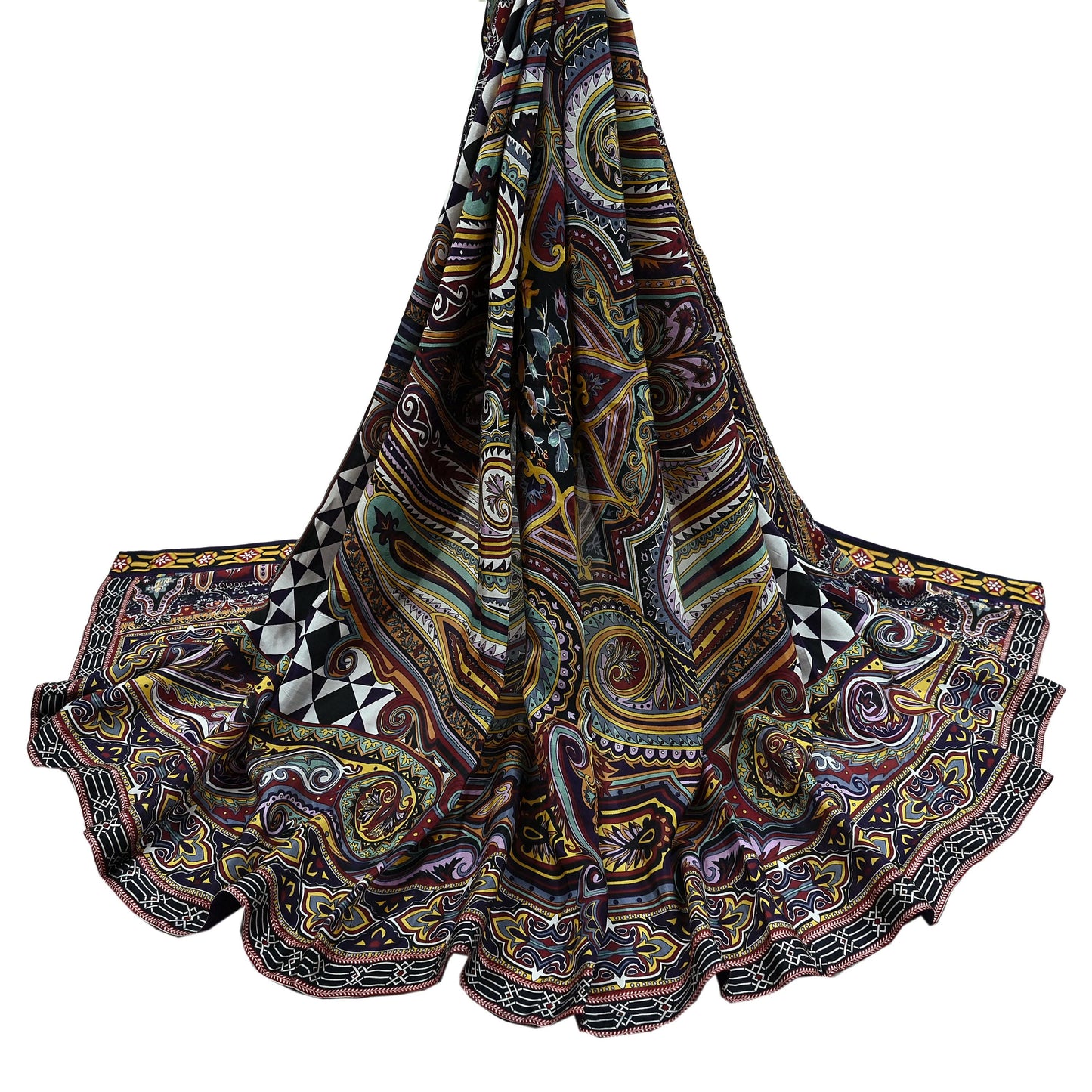 Women Indian Vintage Dupatta Long Stole Pure silk Digital Printed Dupatta Veil Scarves soft Boho Wrap Dressmaking Floral