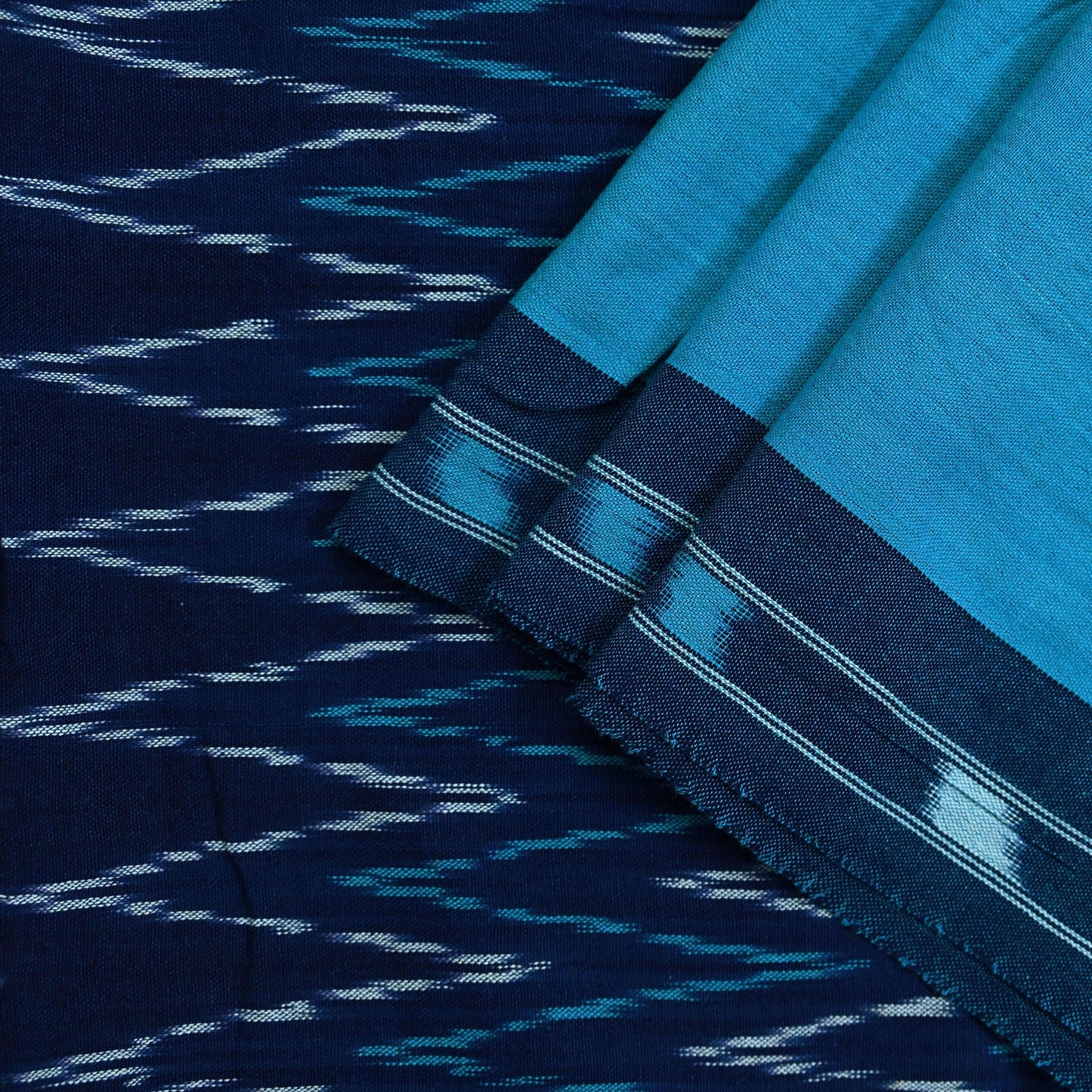 Indian Vintage Dupatta Blue Long Stole Hand woven Sambalpuri Ikat Hijab Pure Cotton Scarves Veil