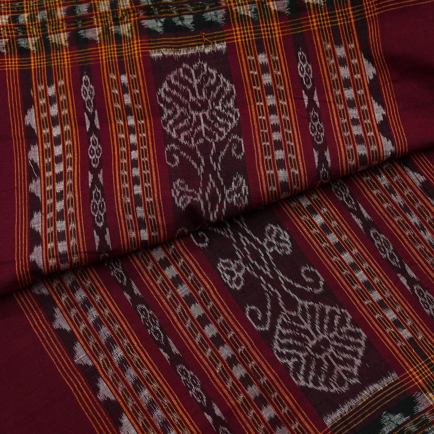 Indian Vintage Dupatta Maroon Long Stole Hand woven Sambalpuri Ikat Hijab Pure Cotton Scarves Veil