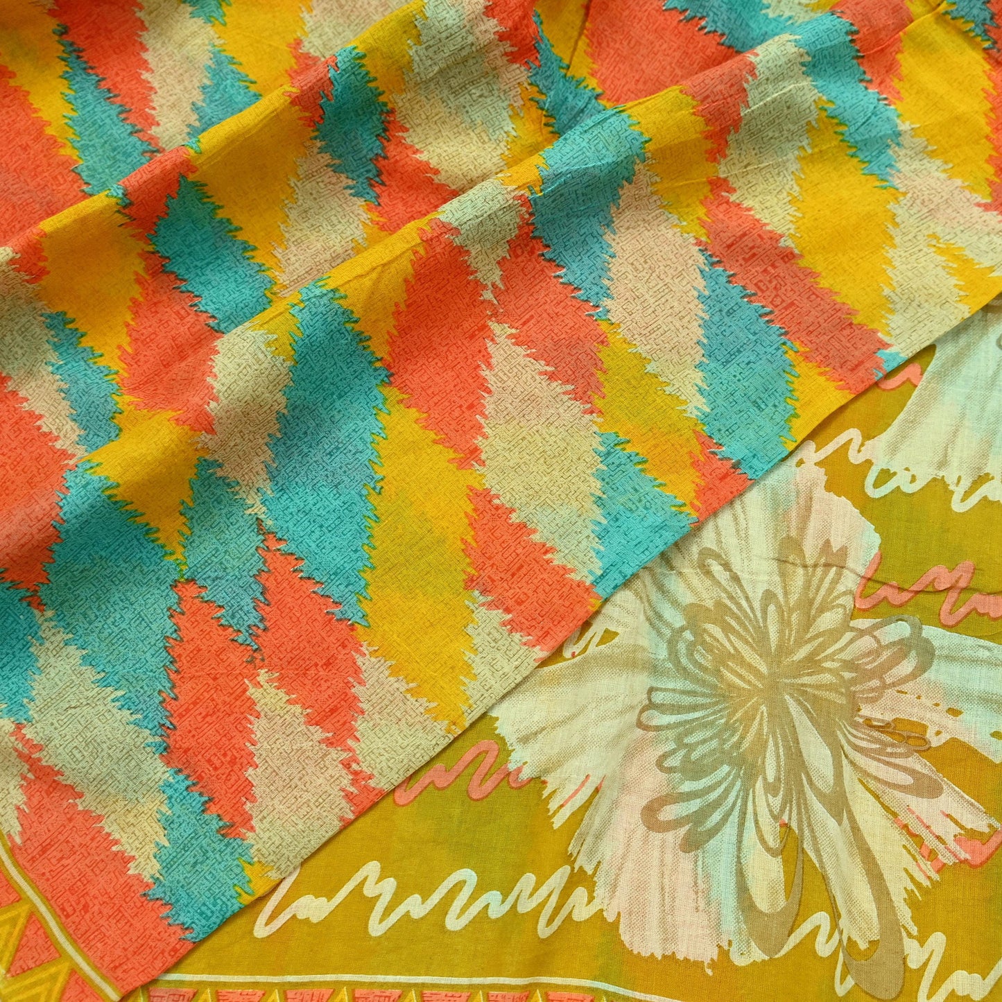Indian Vintage Multi Saree Printed 100% Pure Cotton Sari Craft Fabric Soft 5Yd Sewing Sarong Wrap Boho Dress Making Quilting Crafting
