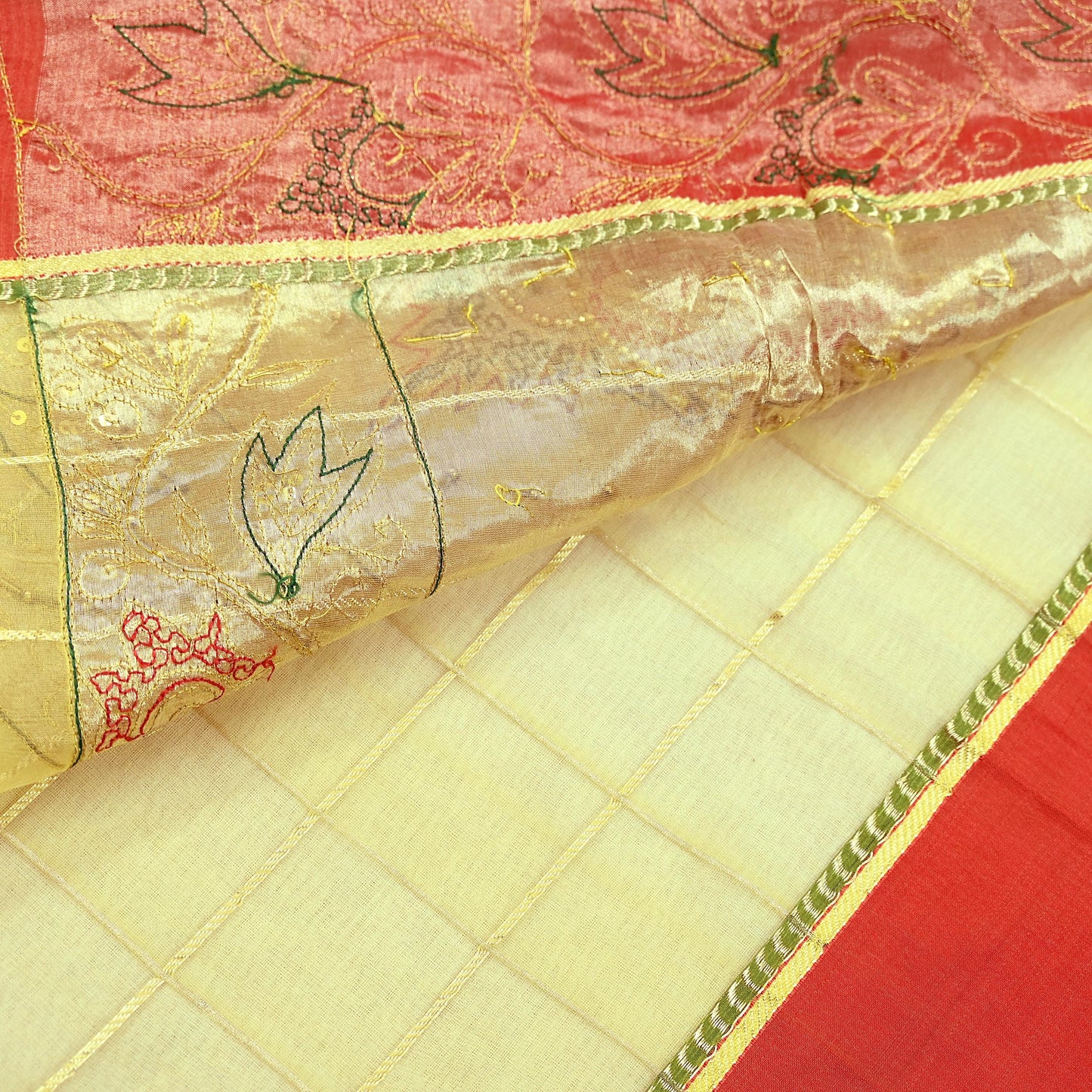 Indian Vintage Sari Yellow Hand Embroidered Saree Pure Organza Silk Craft Fabric 5Yd Ethnic Dress Making Crafting Quilting Zardozi