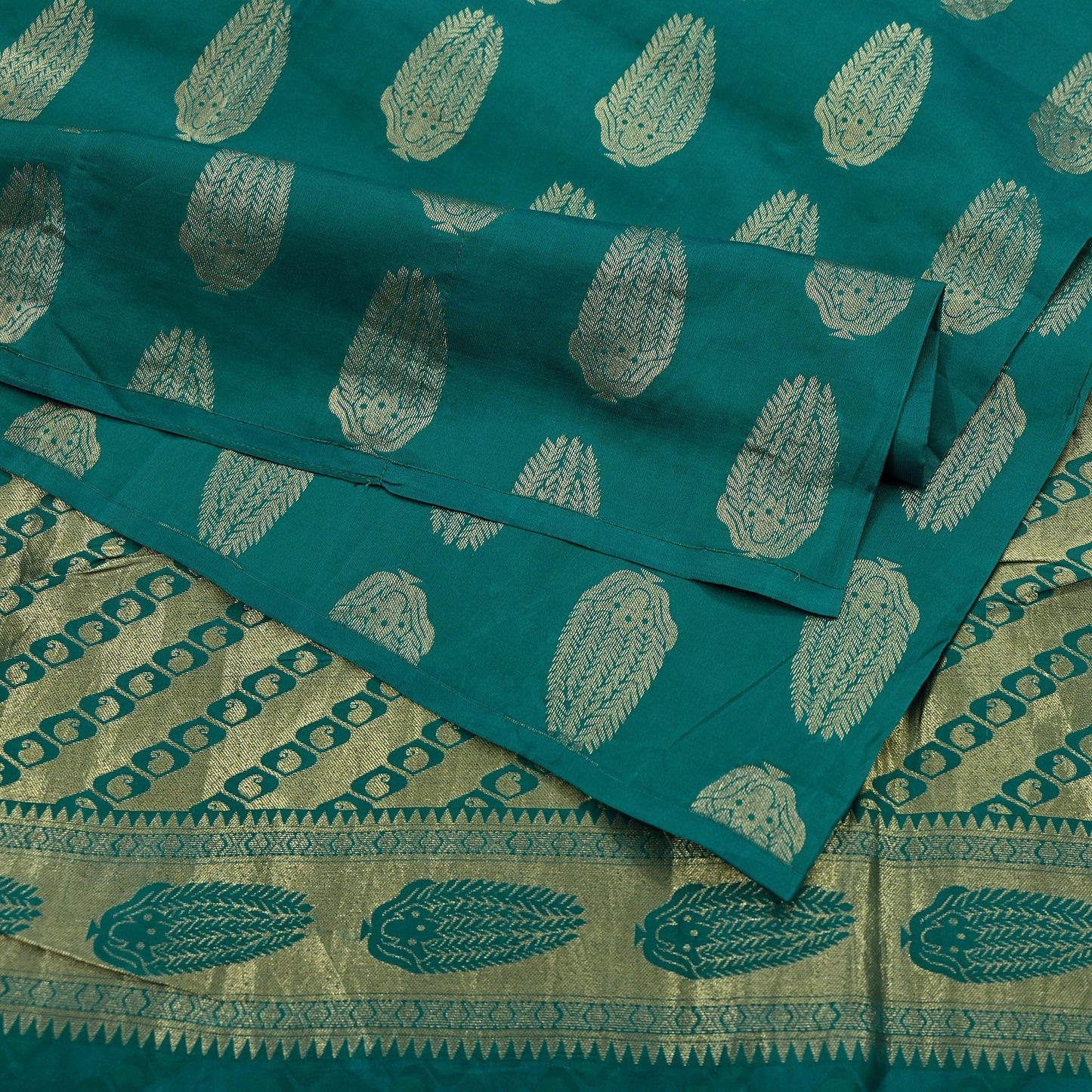 Indian Vintage Sari Black & Green Pure Silk Hand Woven Sarees Craft Fabric 5Yd Ethnic Dress Making Crafting Upcycle Quilting Zari Border