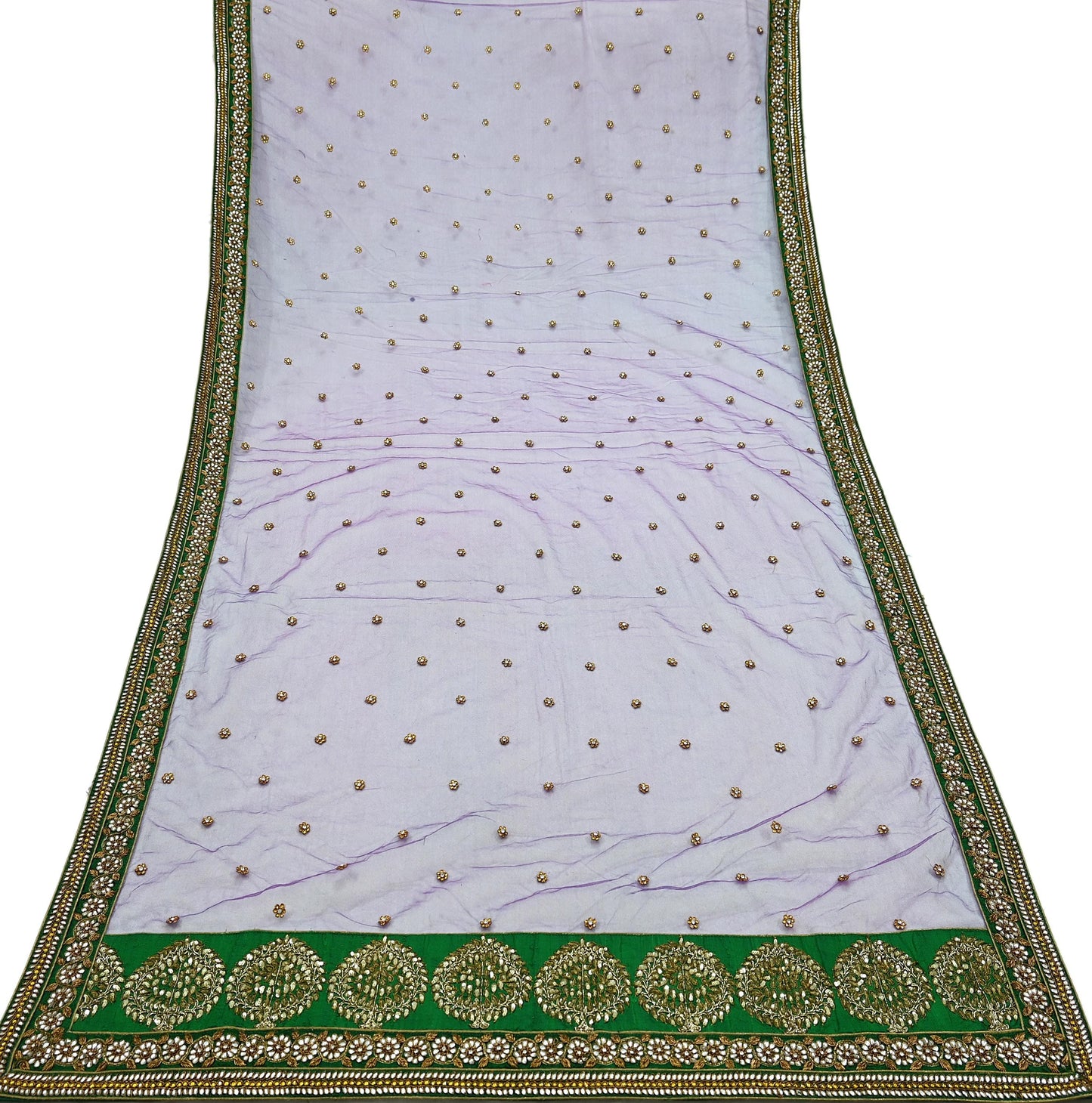 Indian Vintage Heavy Wedding Purple Dupatta Net Mesh Long Stole Hand Embroidered Scarves Golden Zardozi Dabka Zari Stole