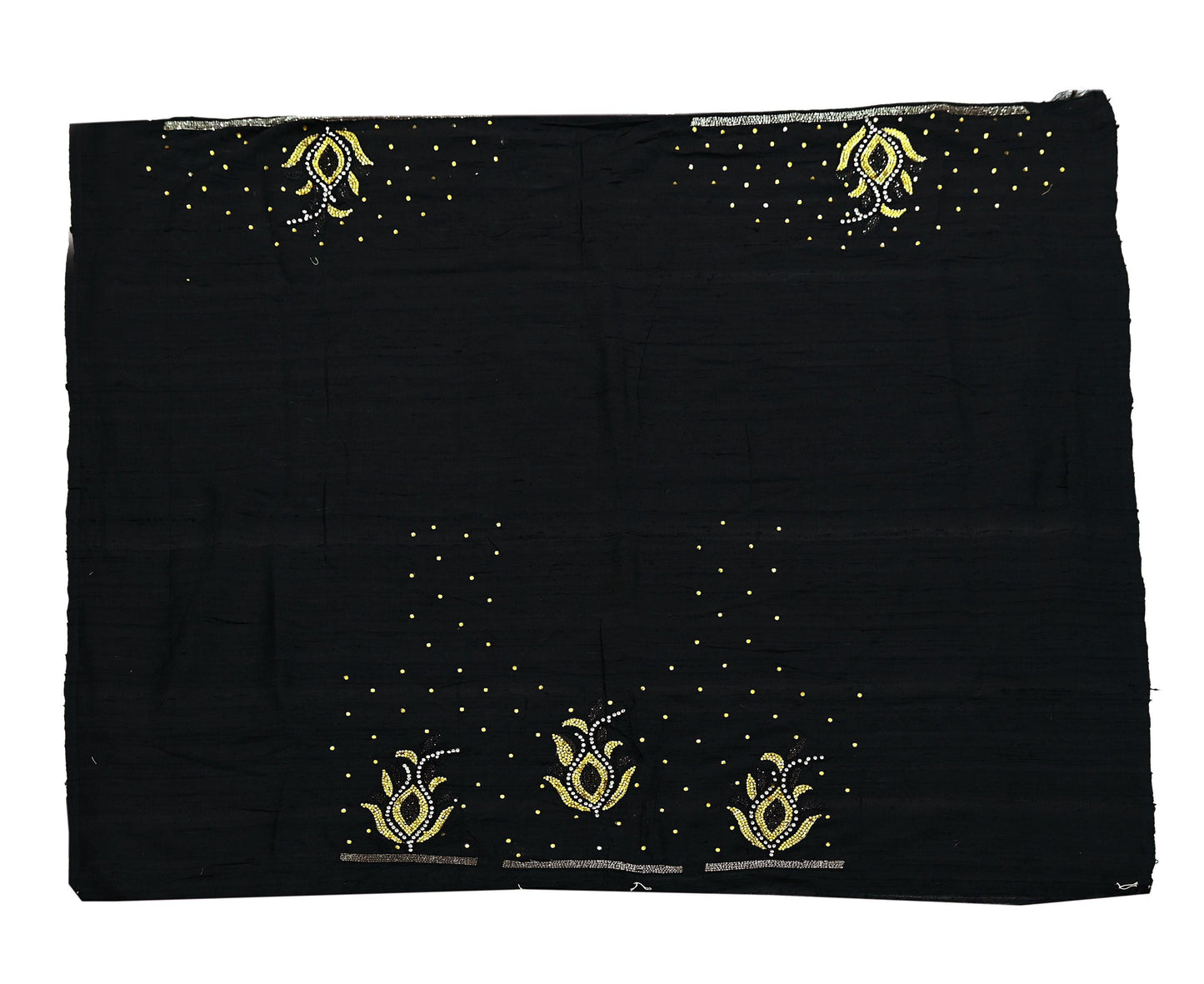 Indian Heavy Sari Black Net/Mesh Hand Embroidered Sarees Craft Fabric 6Yd Sewing Soft Zardozi Wedding sarees With Blouse fabric