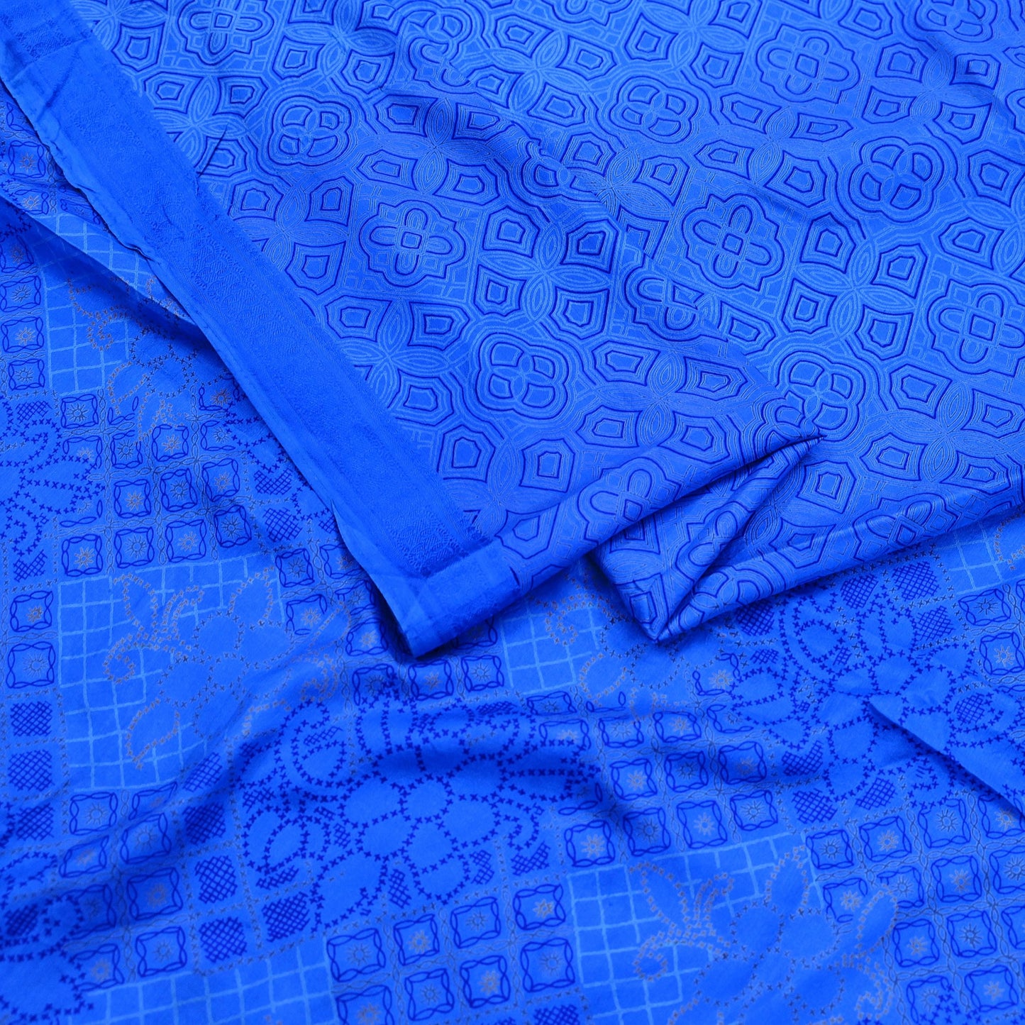 Indian Vintage Sari Blue Printed Sari Pure Silk Saree Craft Fabric Sewing 6yd Floral Soft Floral Wrap Sarong Dress making Crafting Quilting
