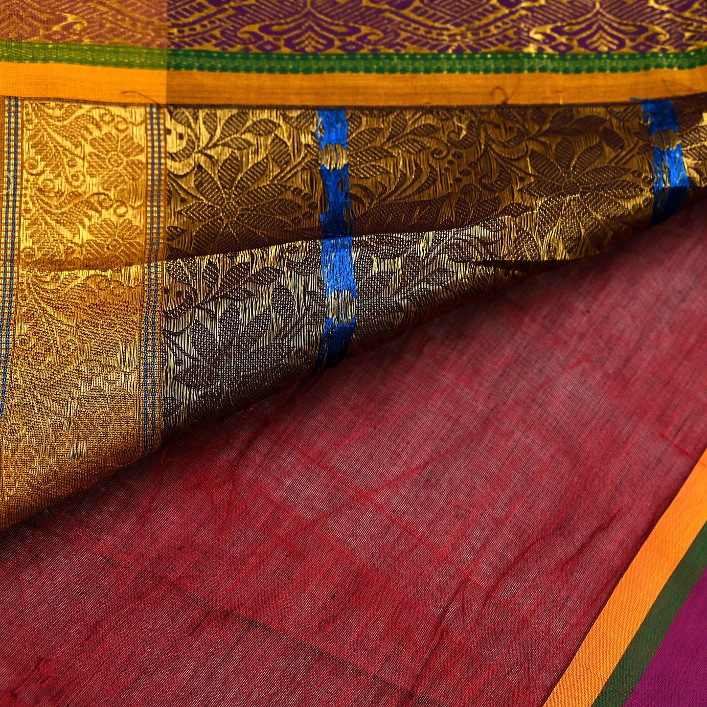 Indian Vintage Heavy Maroon & Brown Kanjivaram Saree 100% Pure Silk Sari Zari 5Yd Floral Crafting Dress making Crafting Quilting