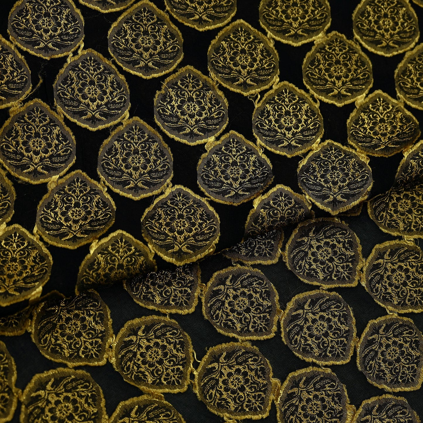 Indian Vintage Sari Black Hand Woven Brocade Pure Georgette Silk Saree Fabric 5Yd Ethnic Soft Craft Fabric Dress Making Crafting Quilting