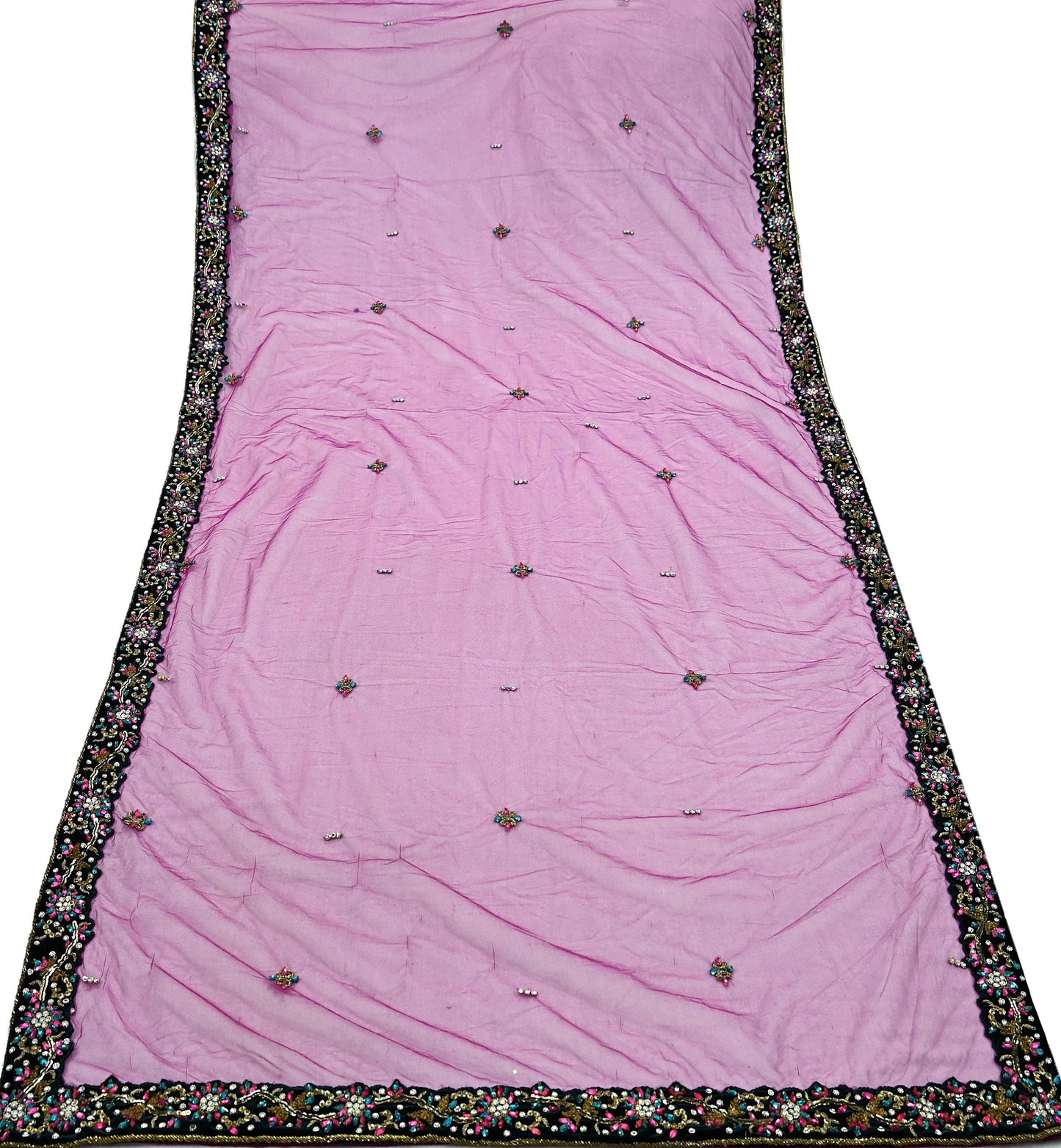 Indian Vintage Heavy Wedding Purple Dupatta Net Mesh Long Stole Hand Embroidered Scarves Golden Zardozi Dabka Zari Bridal Veil Hijab