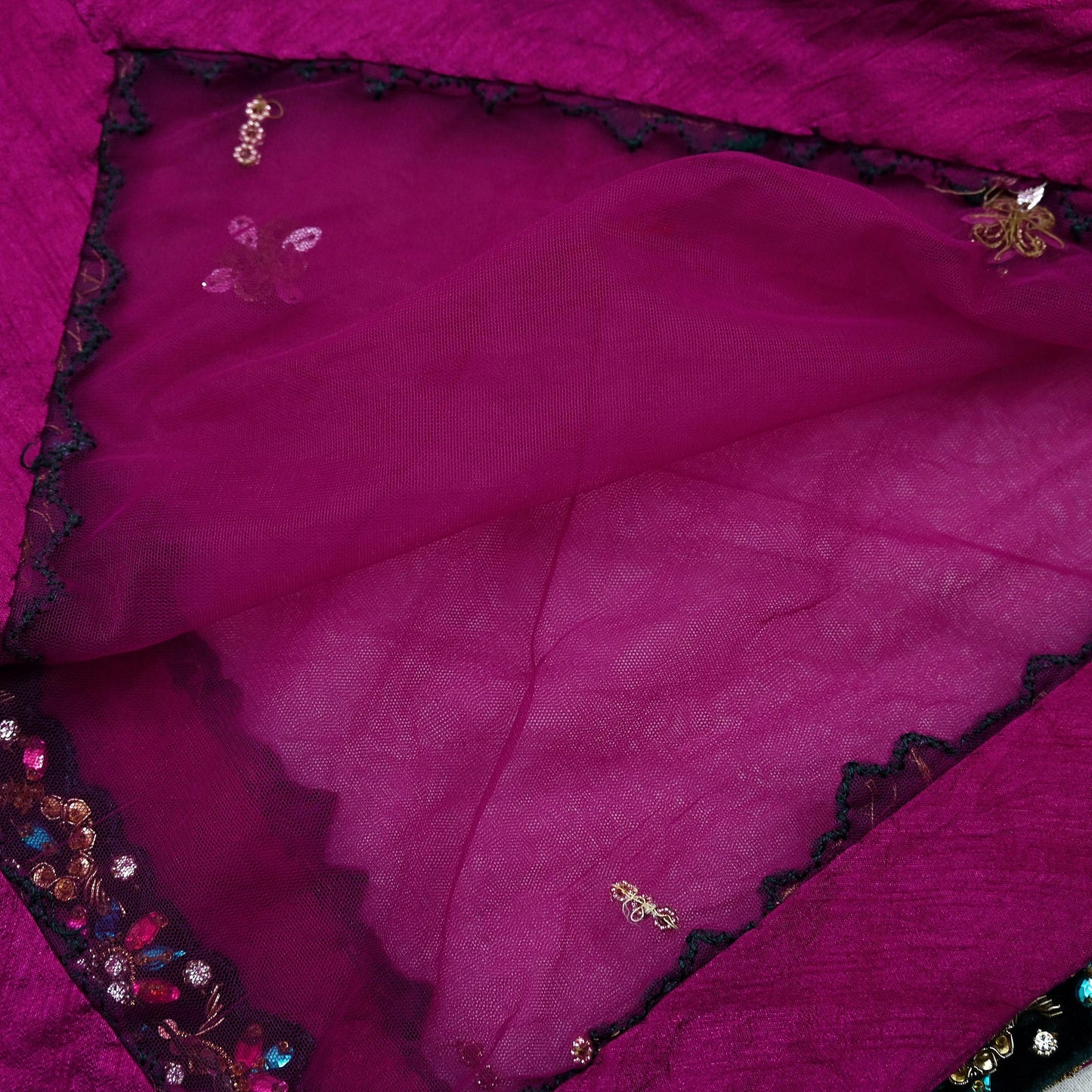 Indian Vintage Heavy Wedding Purple Dupatta Net Mesh Long Stole Hand Embroidered Scarves Golden Zardozi Dabka Zari Bridal Veil Hijab