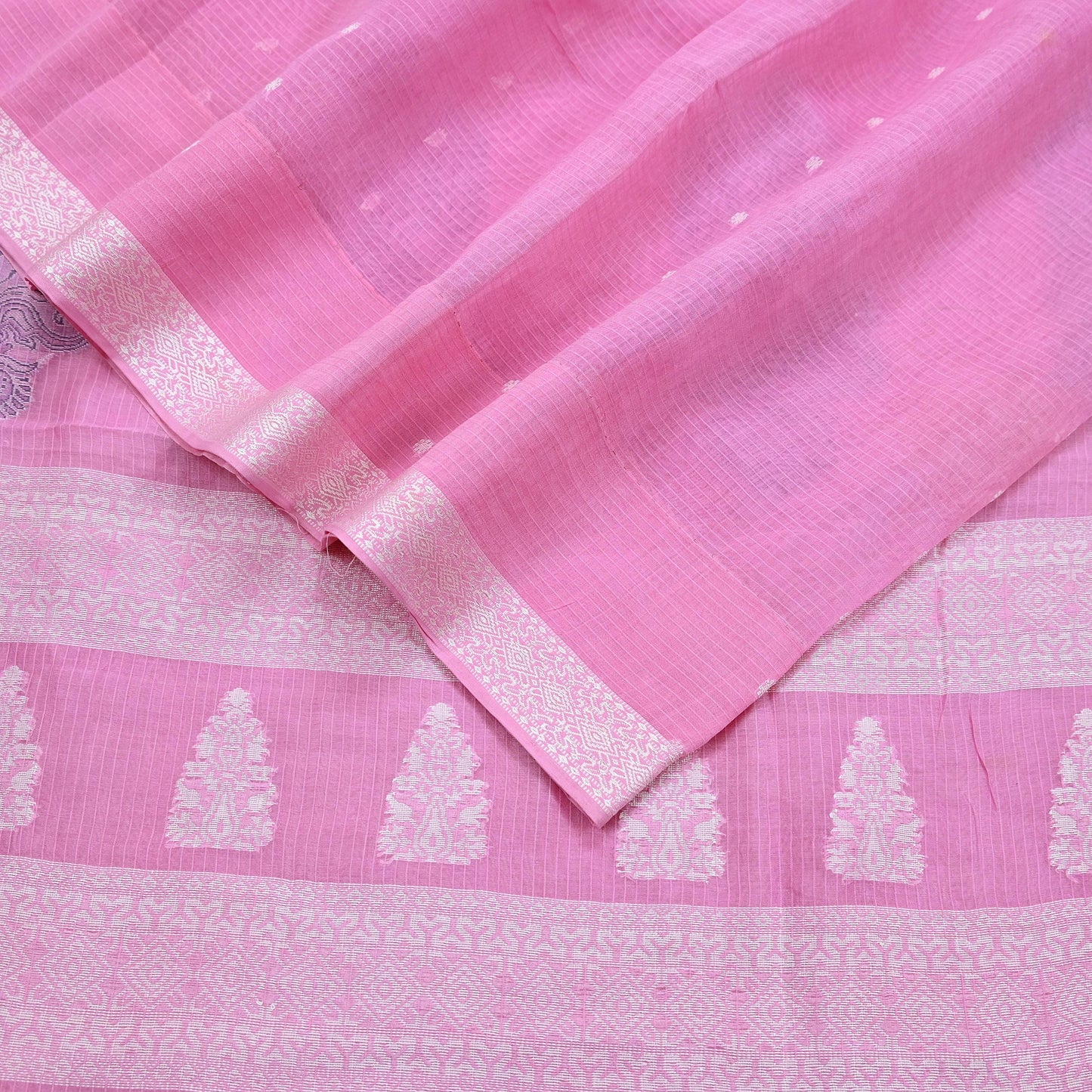 Indian Vintage Sari Baby Pink Pure Cotton Hand Woven Sarees Craft Fabric 5yd Ethnic Crafting Quilting Dress Making Quilting Upcycle