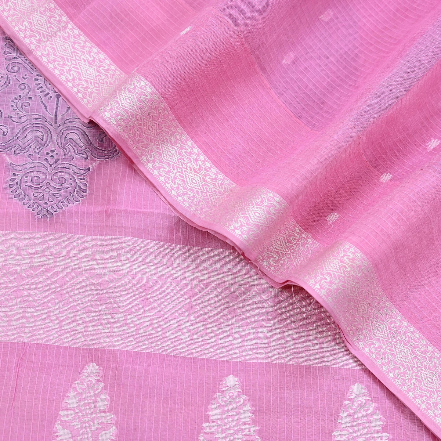 Indian Vintage Sari Baby Pink Pure Cotton Hand Woven Sarees Craft Fabric 5yd Ethnic Crafting Quilting Dress Making Quilting Upcycle